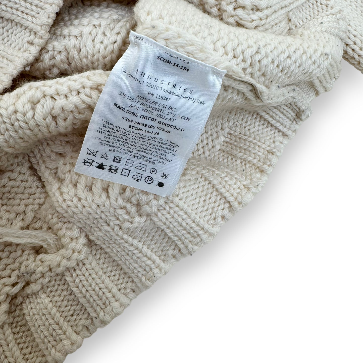 MONCLER CABLE KNIT SWEATER CREAM S