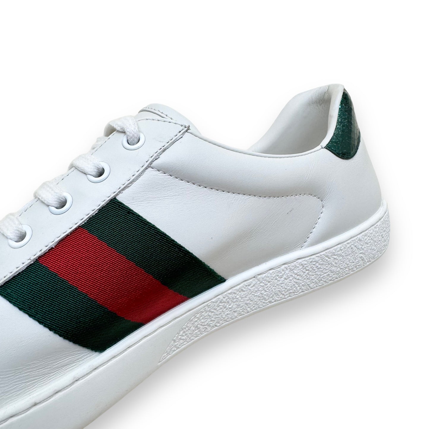 GUCCI ACE EMBROIDERED SNAKE LOW TOP LEATHER SNEAKER WHITE UK11