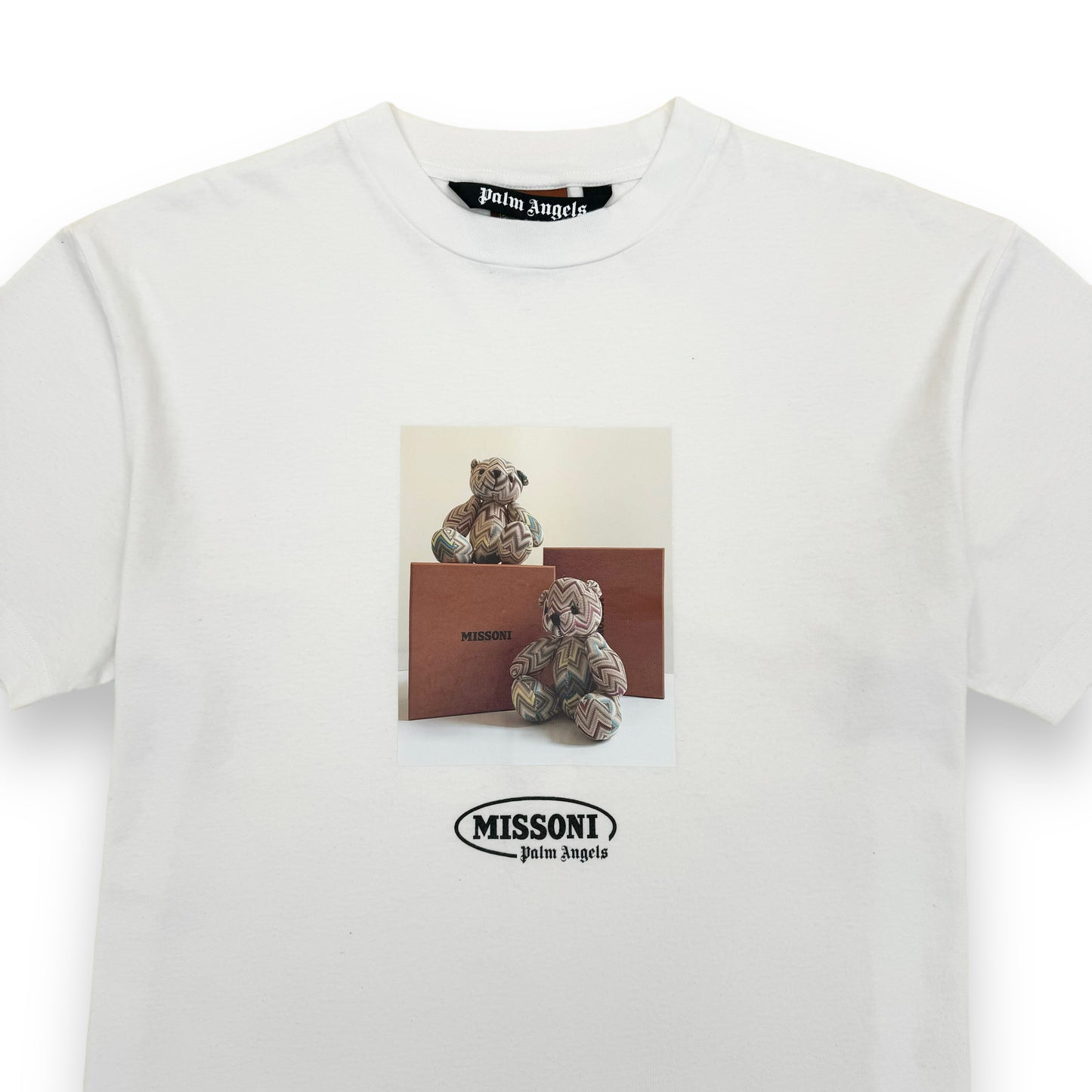 PALM ANGELS X MISSONI BEAR PRINT COTTON-JERSEY T-SHIRT WHITE L