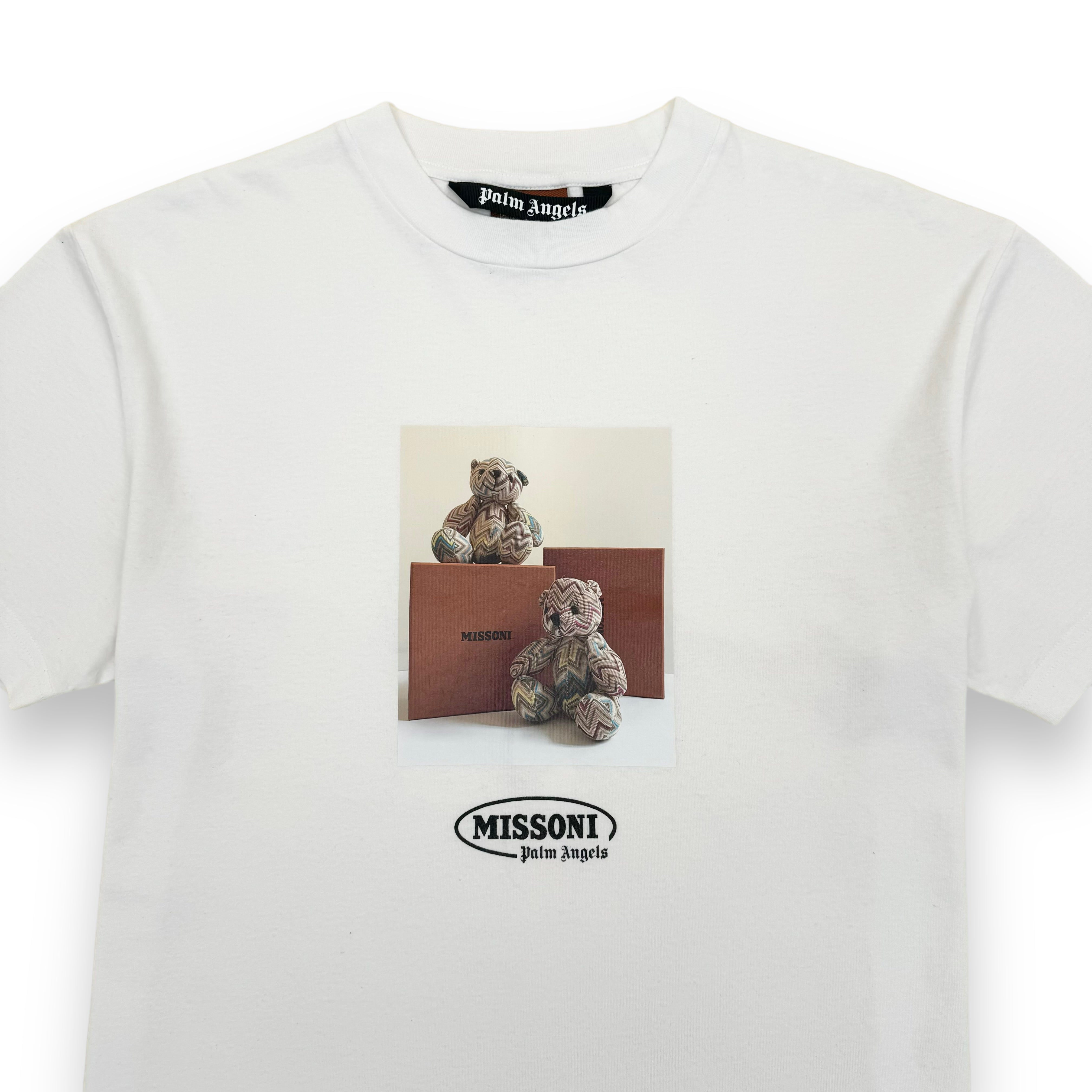 PALM ANGELS X MISSONI BEAR PRINT COTTON-JERSEY T-SHIRT WHITE L