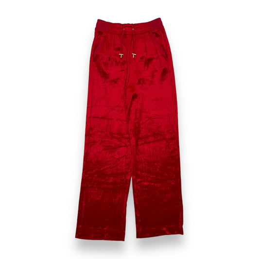 BALMAIN VELOUR VISCOSE TRACKSUIT PANTS RED M