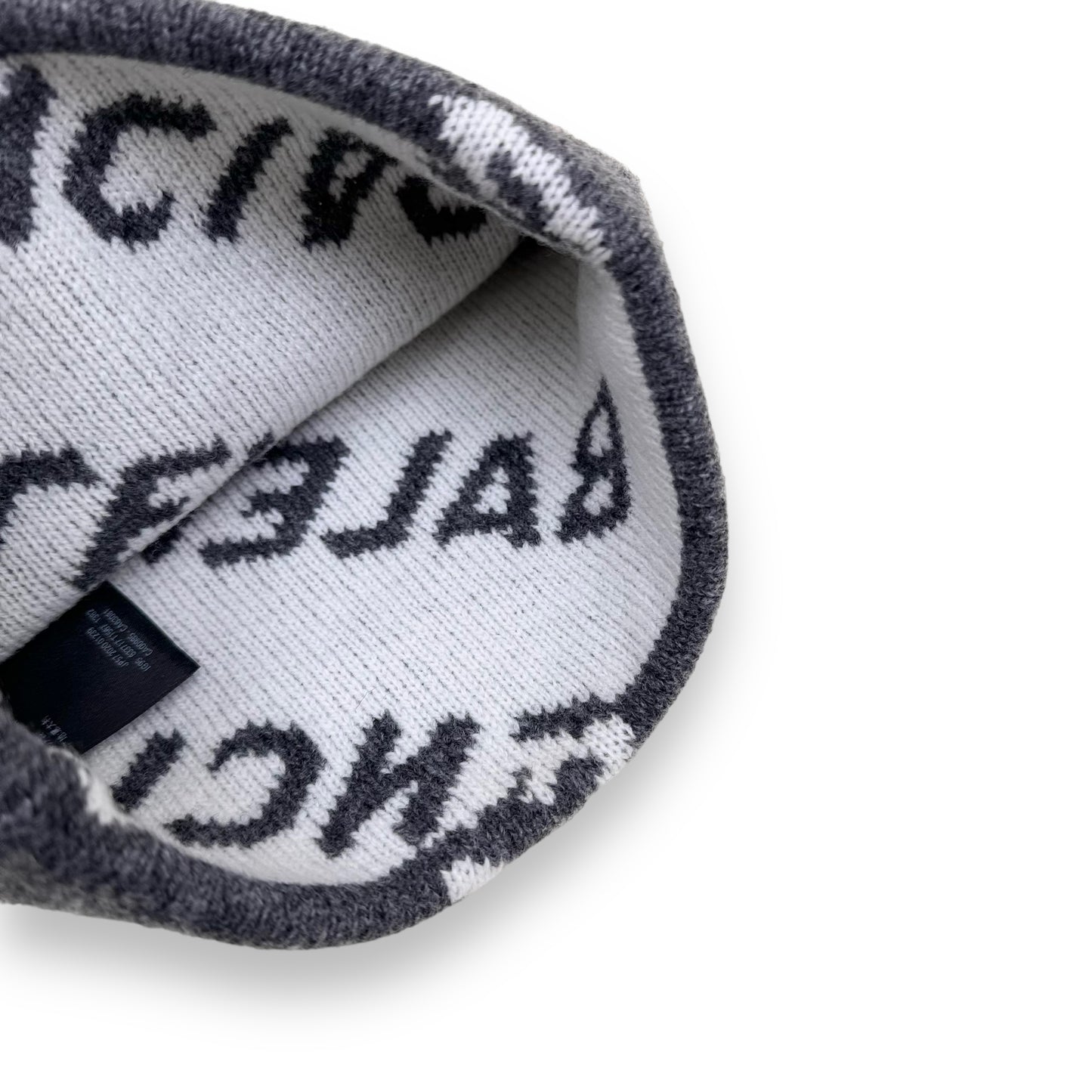 BALENCIAGA VIRGIN WOOL LOGO BEANIE GREY