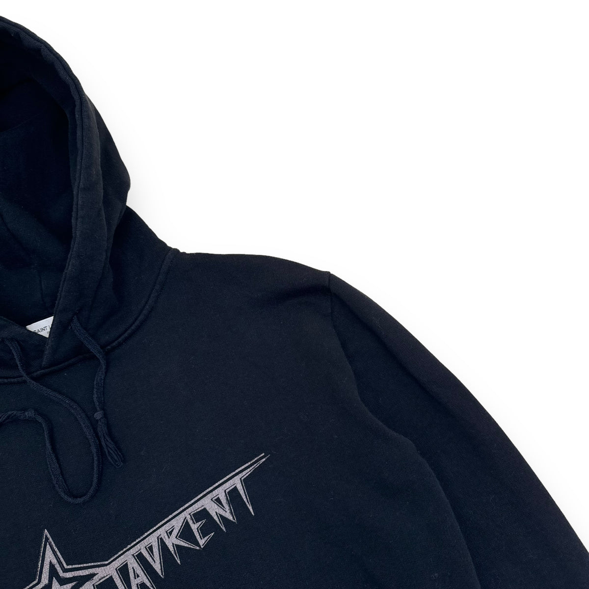 SAINT LAURENT STAR LOGO COTTON HOODIE BLACK XS