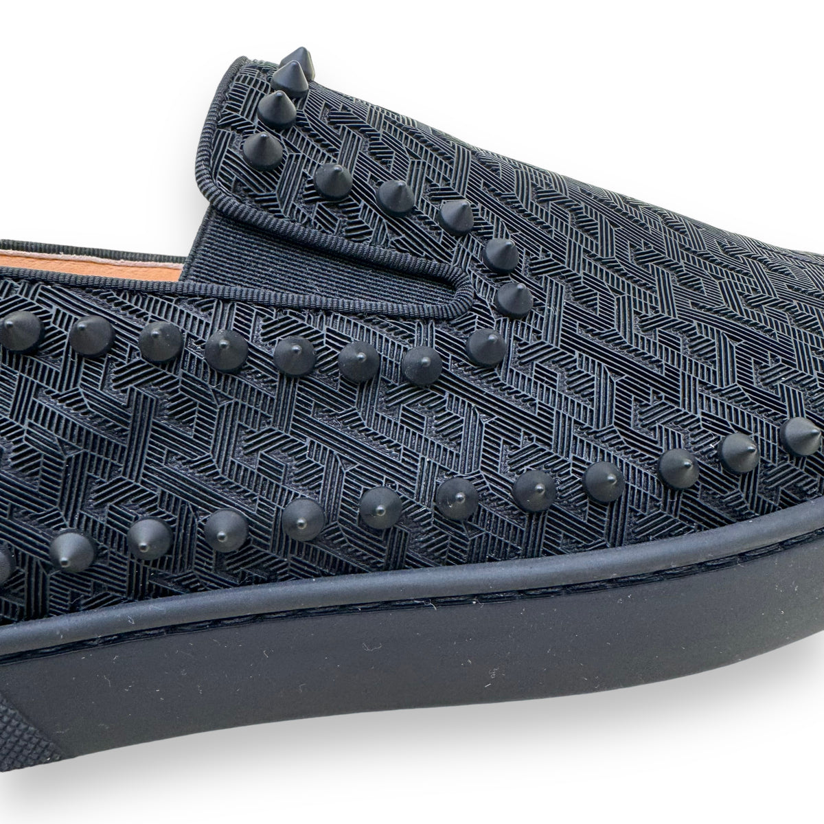 CHRISTIAN LOUBOUTIN PIK BOAT FLAT TECHNO SNEAKERS BLACK UK9