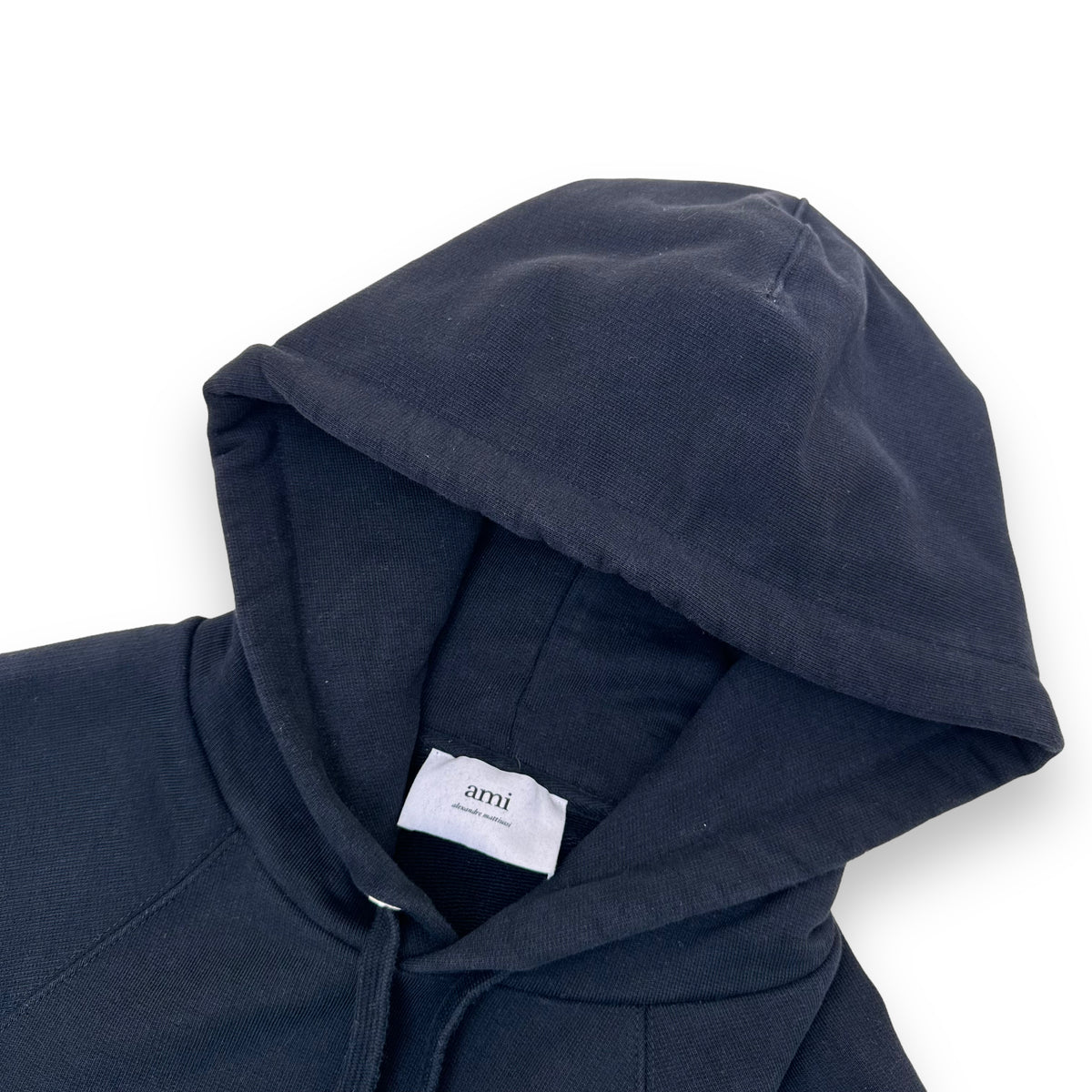 AMI PARIS COTTON LOGO PATCH HOODIE BLACK S