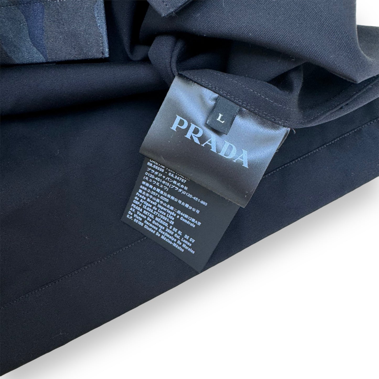 PRADA DOUBLE MATCH STRETCH-COTTON SHIRT BLACK L