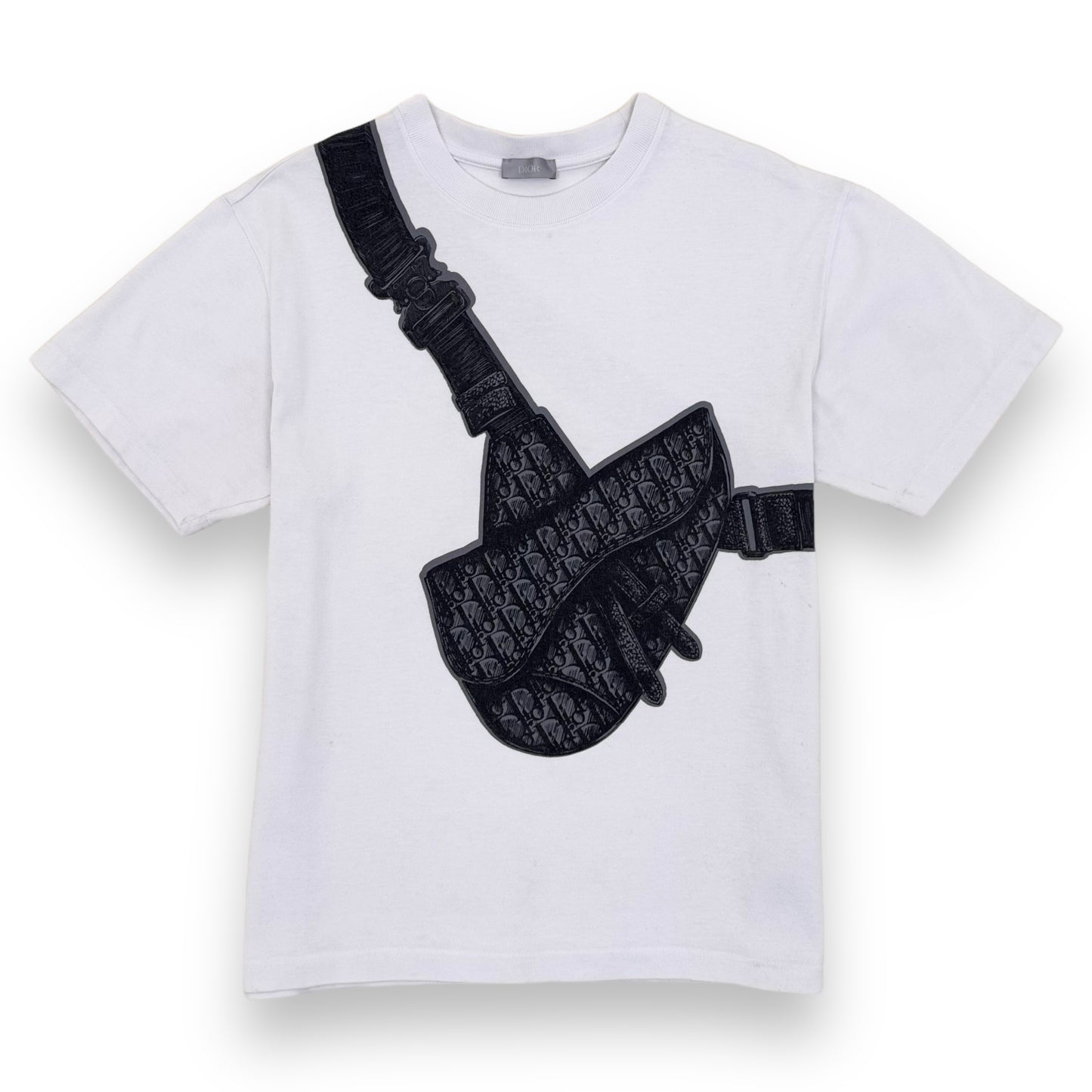 DIOR PRINTED SADDLE BAG COTTON T-SHIRT WHITE M – Wylist