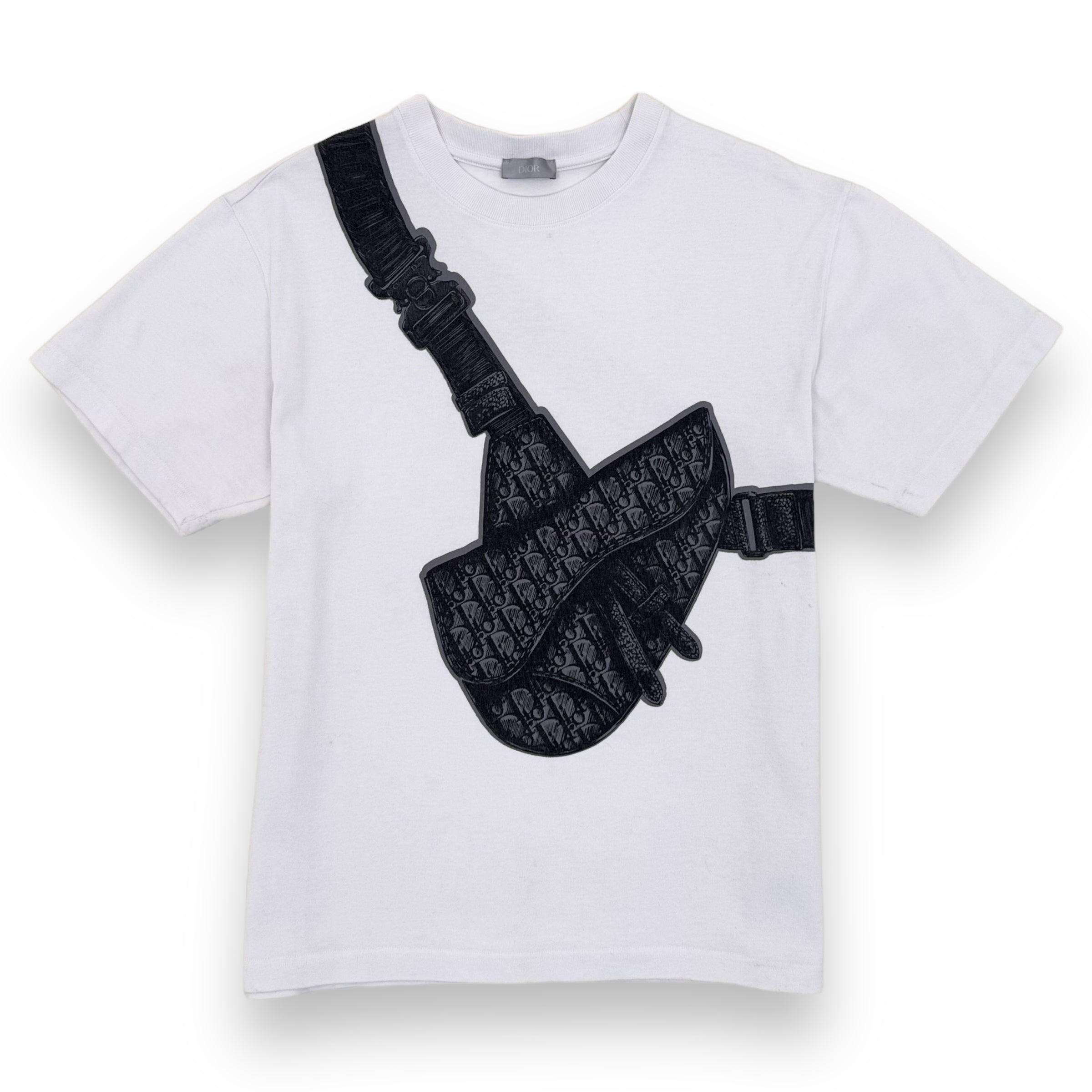 DIOR PRINTED SADDLE BAG COTTON T-SHIRT WHITE M