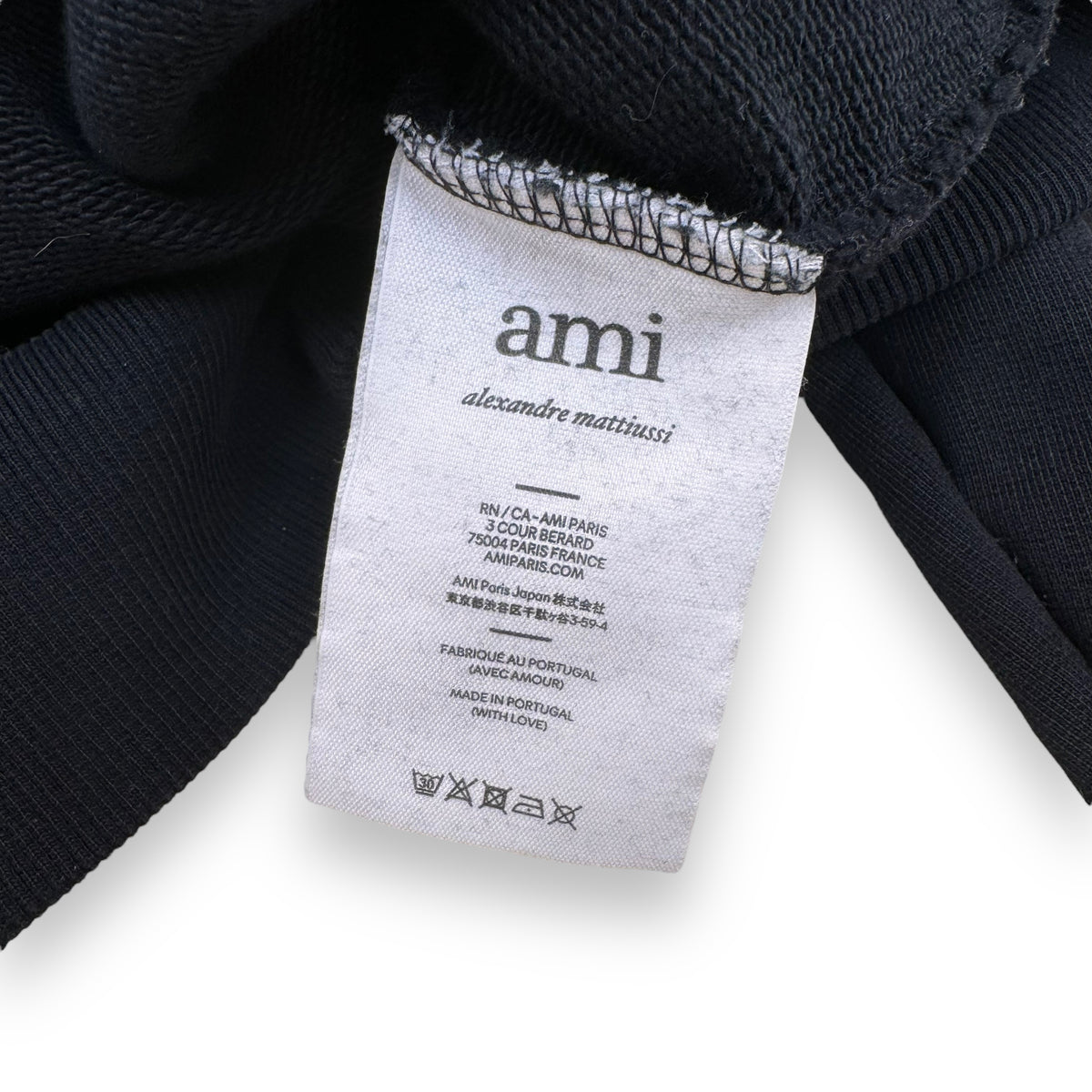 AMI PARIS COTTON LOGO PATCH HOODIE BLACK S