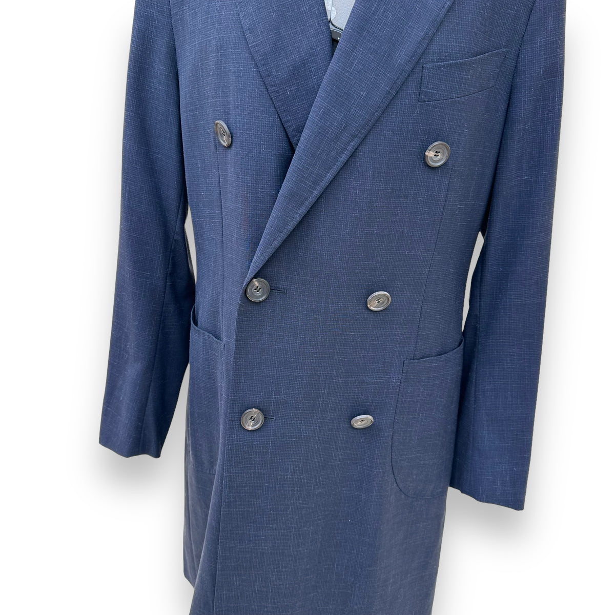 THOM SWEENEY DOUBLE BREASTED BESPOKE LONG JACKET NAVY XS
