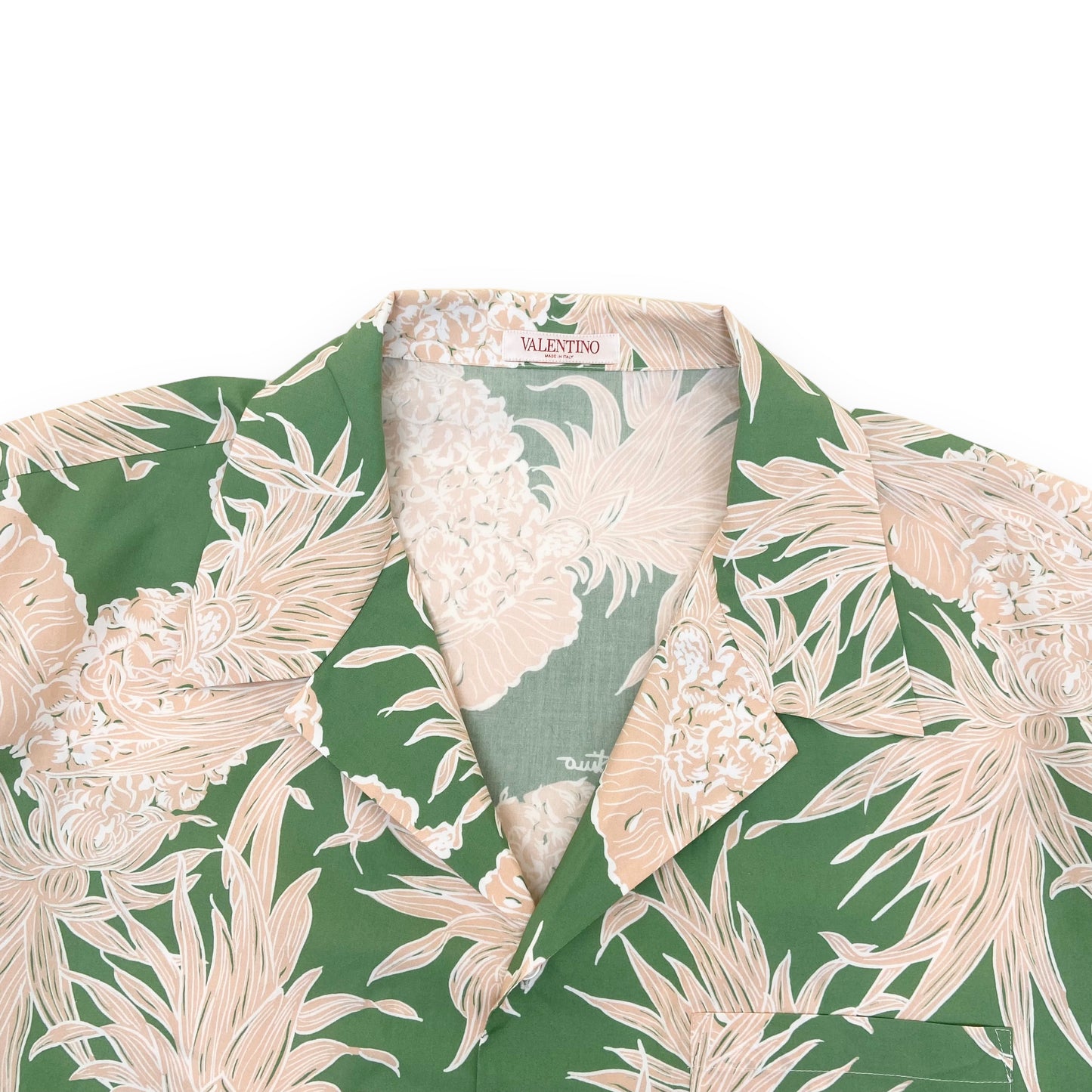 VALENTINO X SUN SURF PRINTED COTTON BOWLING SHIRT GREEN XL