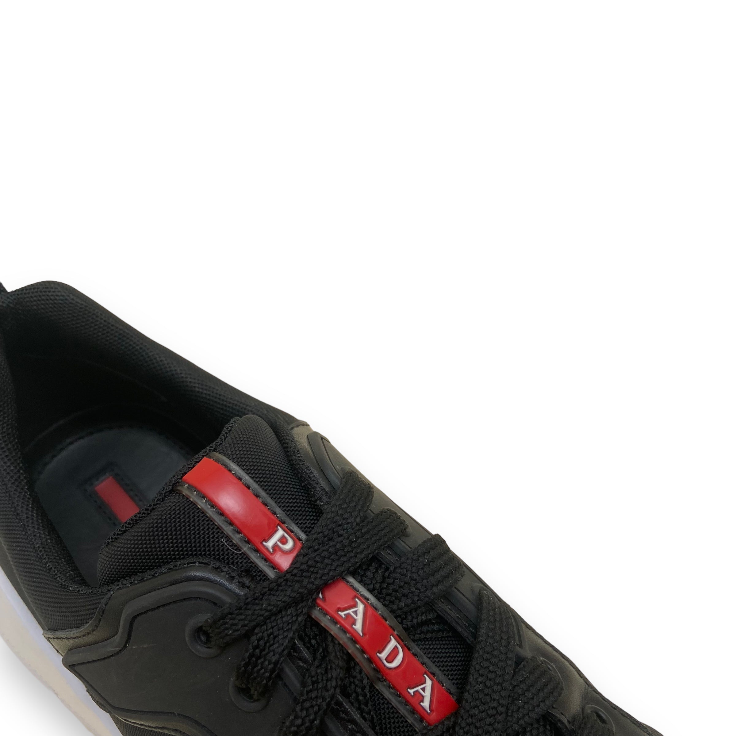 PRADA NYLON TECHNICAL FABRIC SNEAKERS BLACK UK6