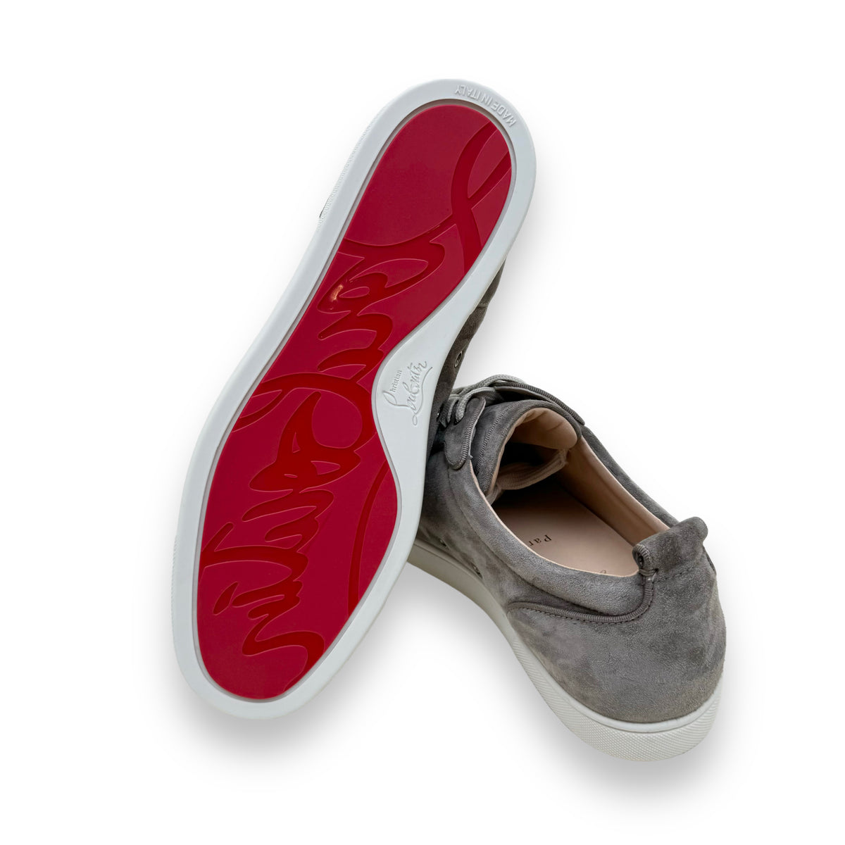 CHRISTIAN LOUBOUTIN LOUIS JUNIOR SUEDE SNEAKERS KHAKI UK9