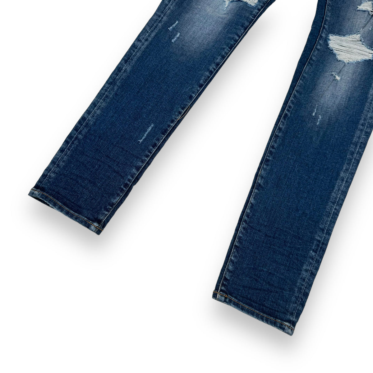 AMIRI LEATHER CORE LOGO DENIM JEANS BLUE 34W