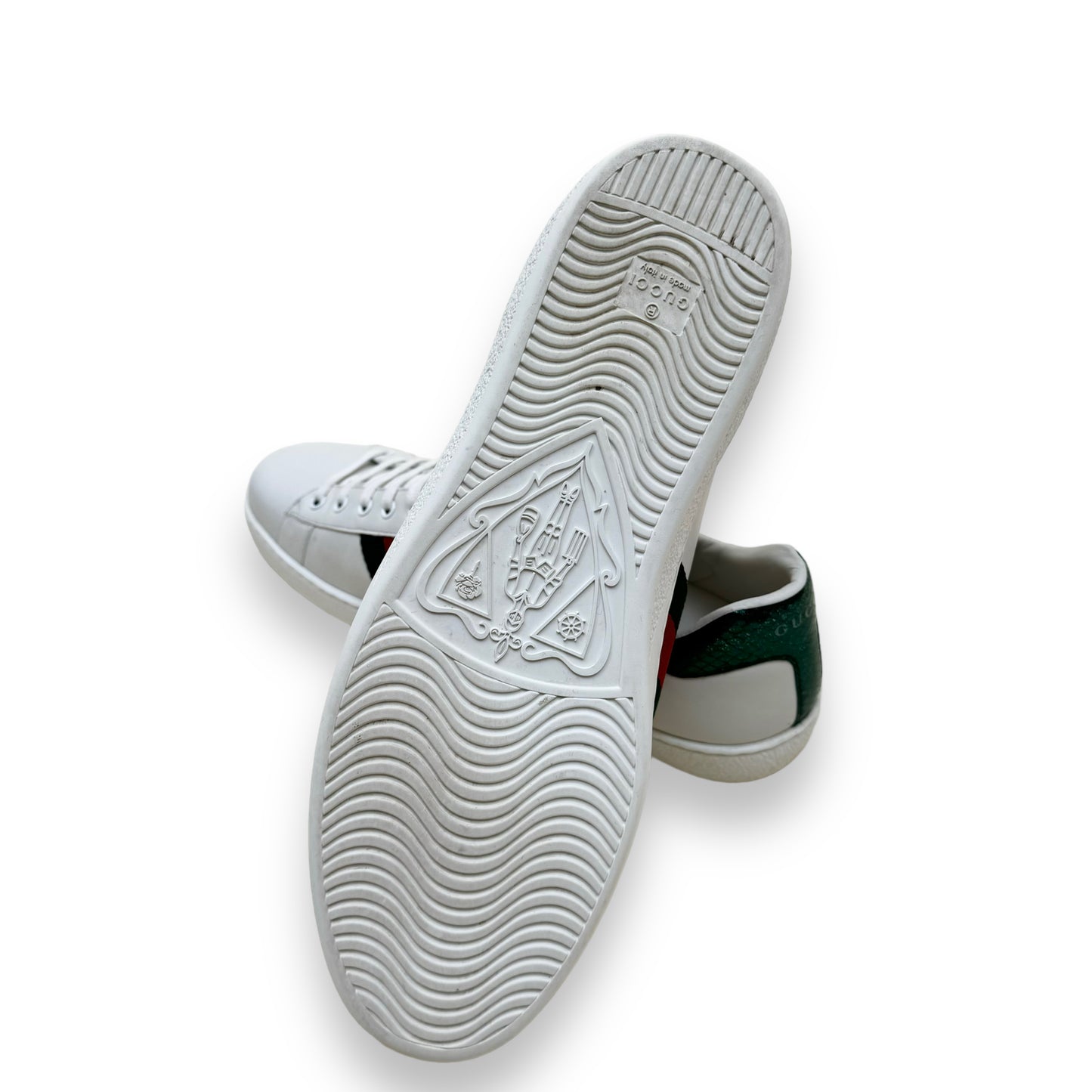 GUCCI ACE EMBROIDERED SNAKE LOW TOP LEATHER SNEAKER WHITE UK11