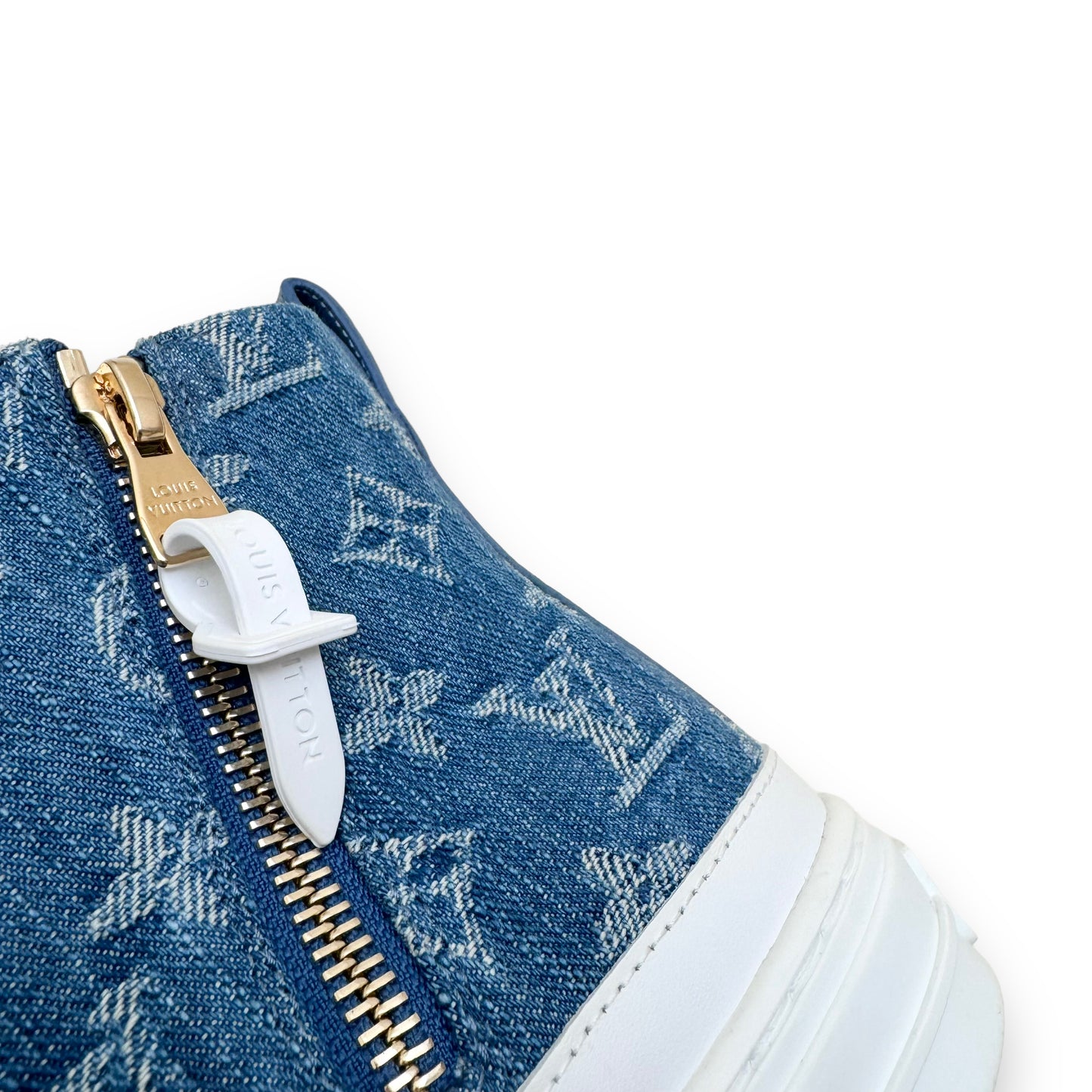 LOUIS VUITTON LV STELLAR HIGH TOP DENIM SNEAKERS BLUE UK4.5