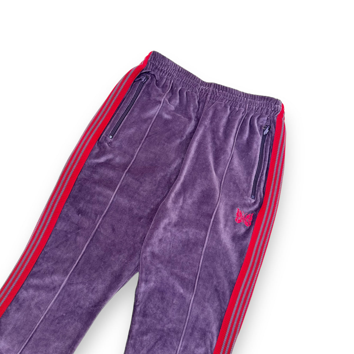 NEEDLES NARROW VELOUR TRACK PANTS PUPLE S