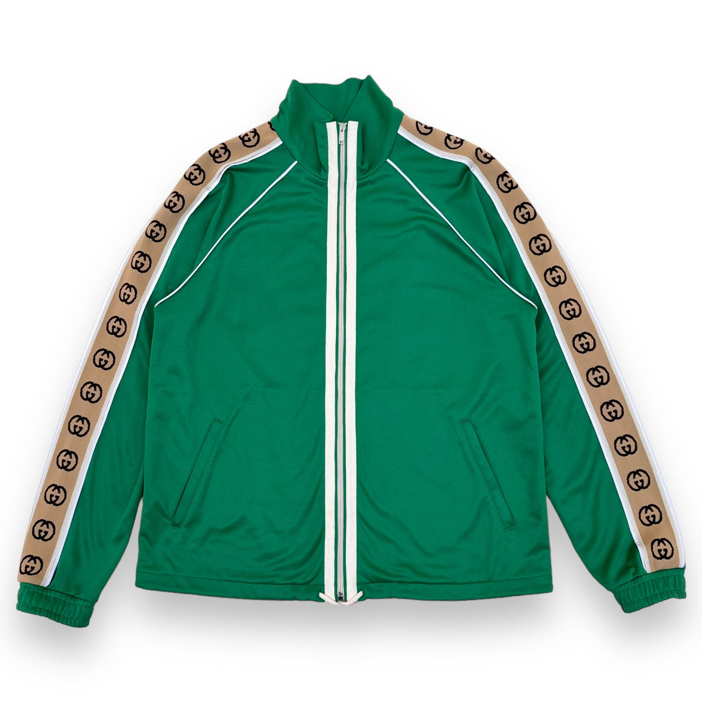 GUCCI GG-JACQUARD SIDE-STRIPE TECHNICAL TRACK JACKET GREEN L