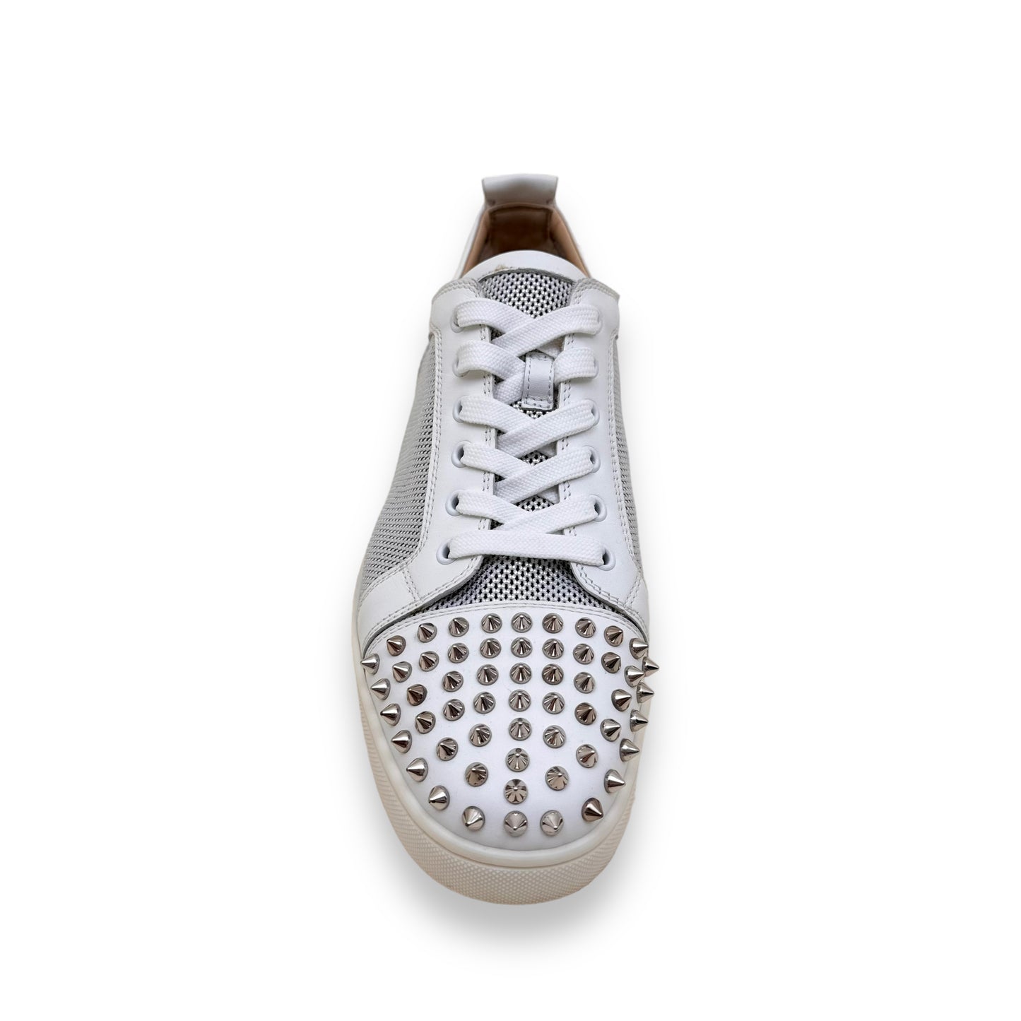 CHRISTIAN LOUBOUTIN SEAVASTE MESH SPIKE SNEAKERS WHITE UK11