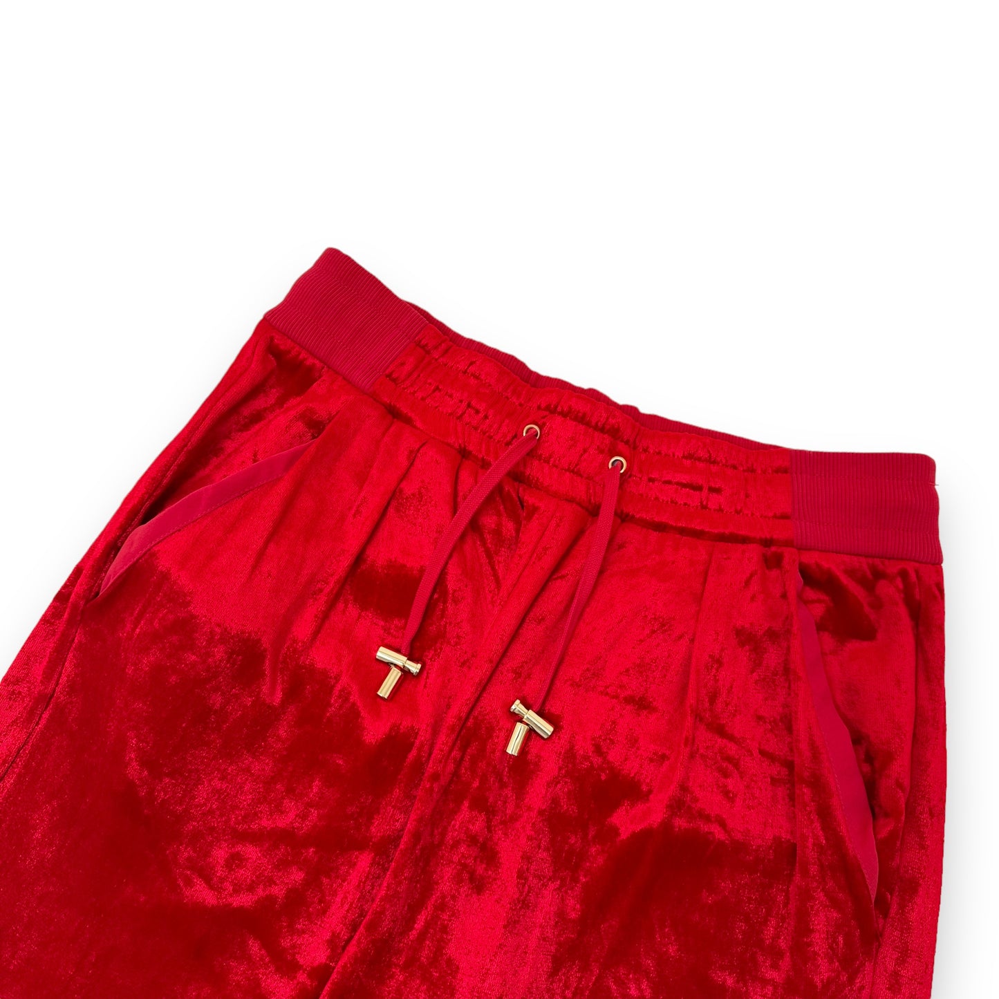 BALMAIN VELOUR VISCOSE TRACKSUIT PANTS RED M