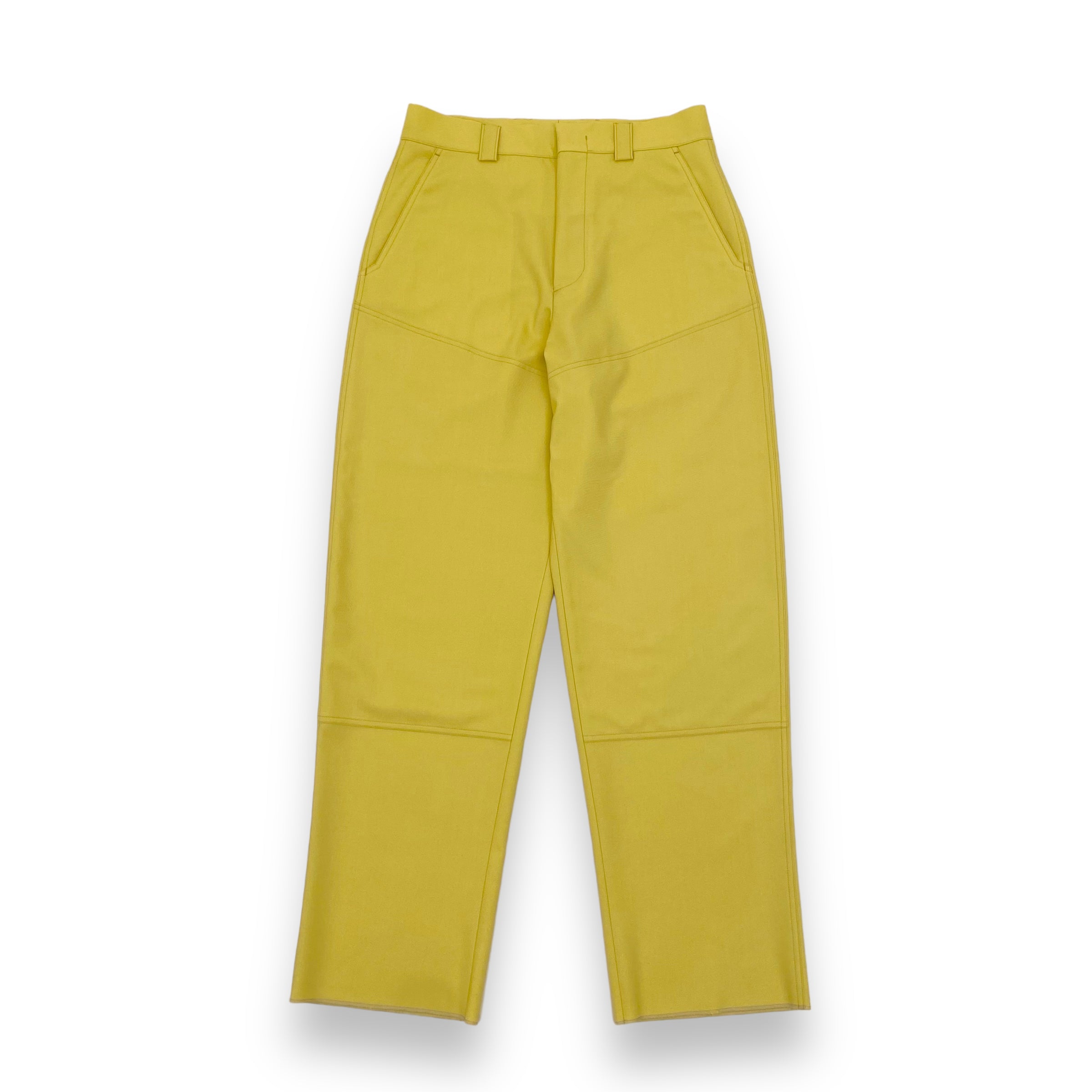 ZEGNA PANELLED WOOL TROUSERS YELLOW XL