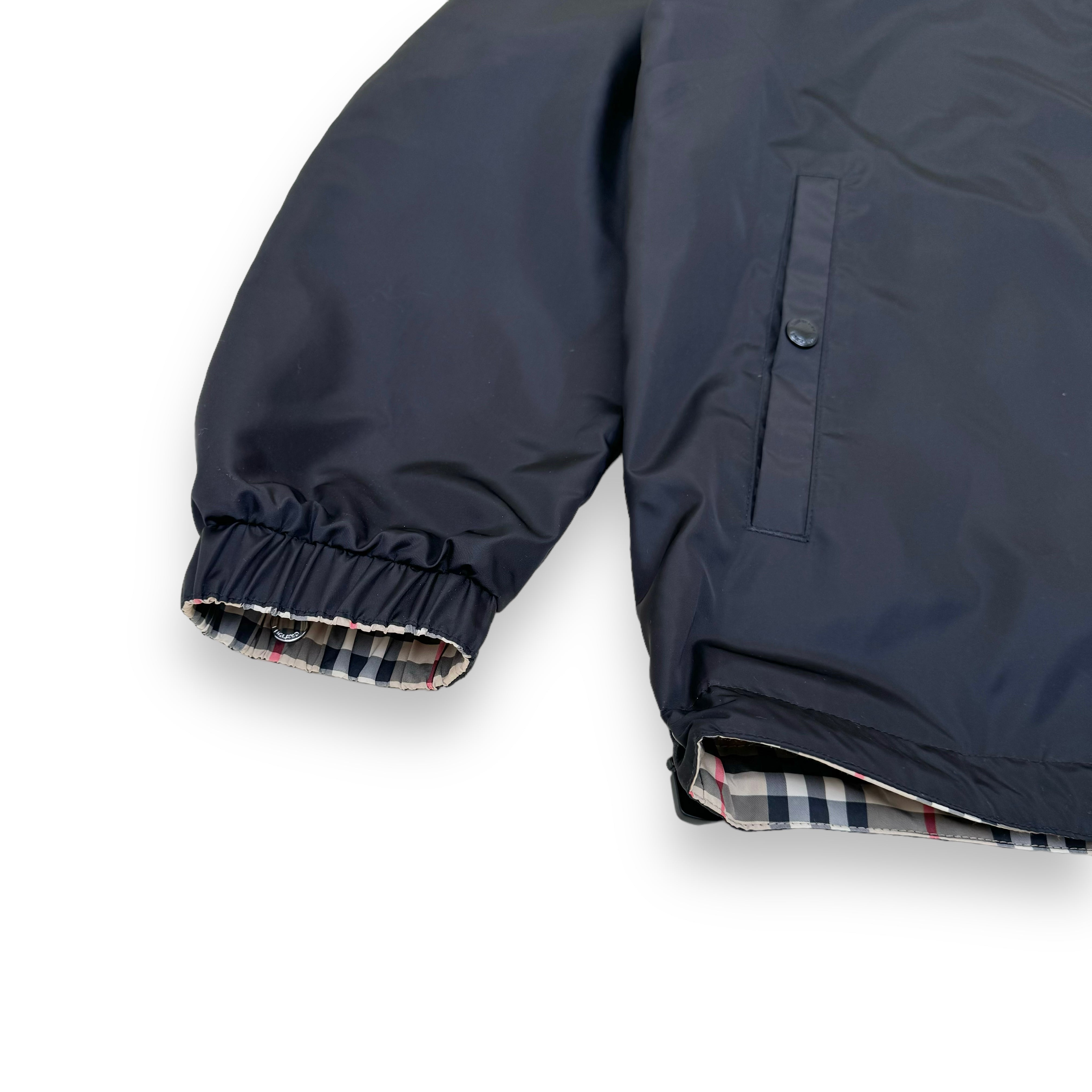 BURBERRY STRETTON CHECK REVERSIBLE WINDBREAKER JACKET BLACK M