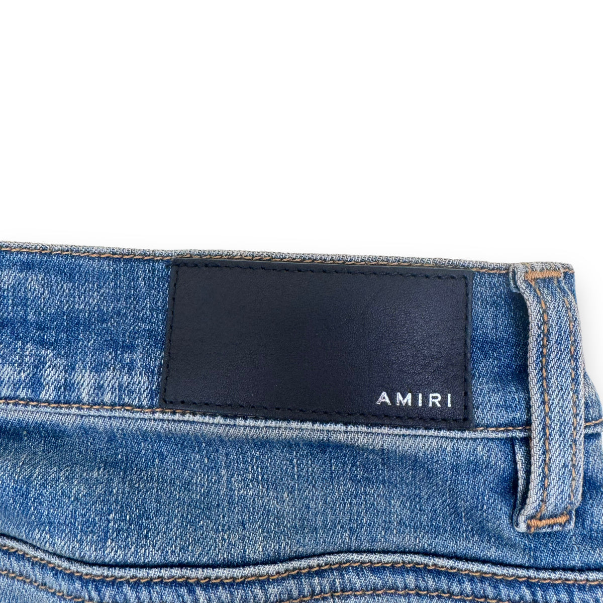 AMIRI BANDANA FLAME DISTRESSED DENIM JEANS BLUE 30W