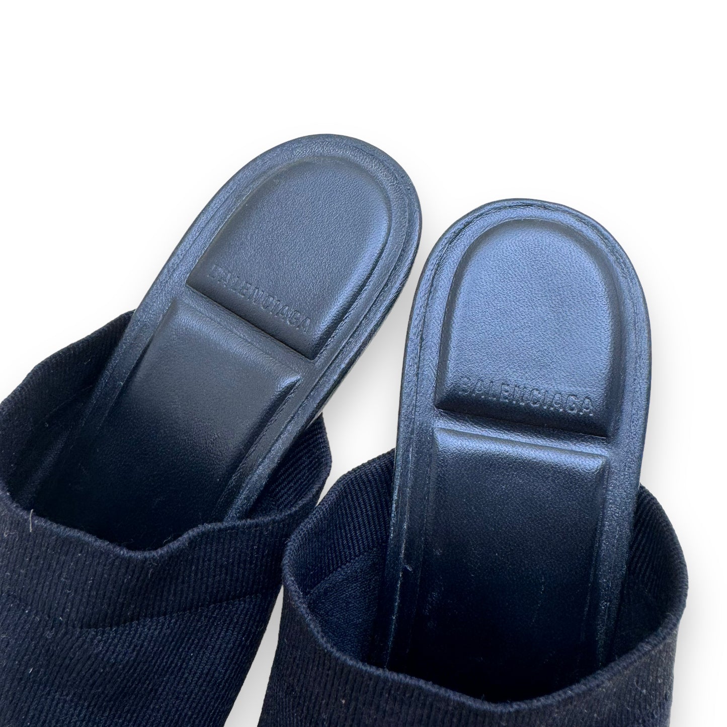 BALENCIAGA STRETCH HIGH MULE SANDALS BLACK UK8