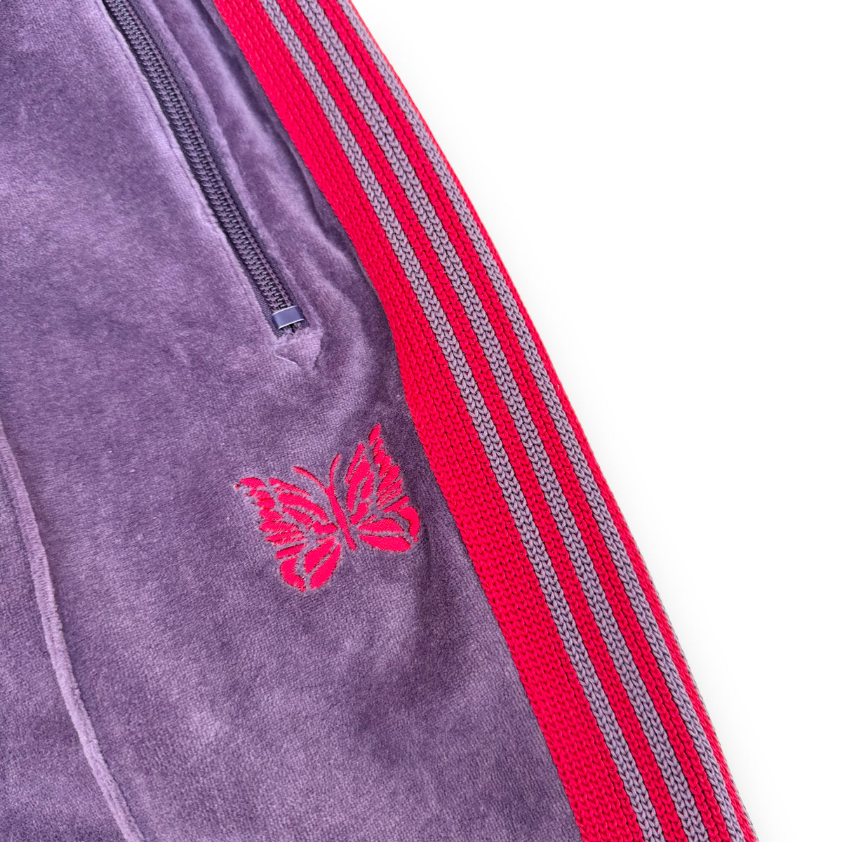 NEEDLES NARROW VELOUR TRACK PANTS PUPLE S