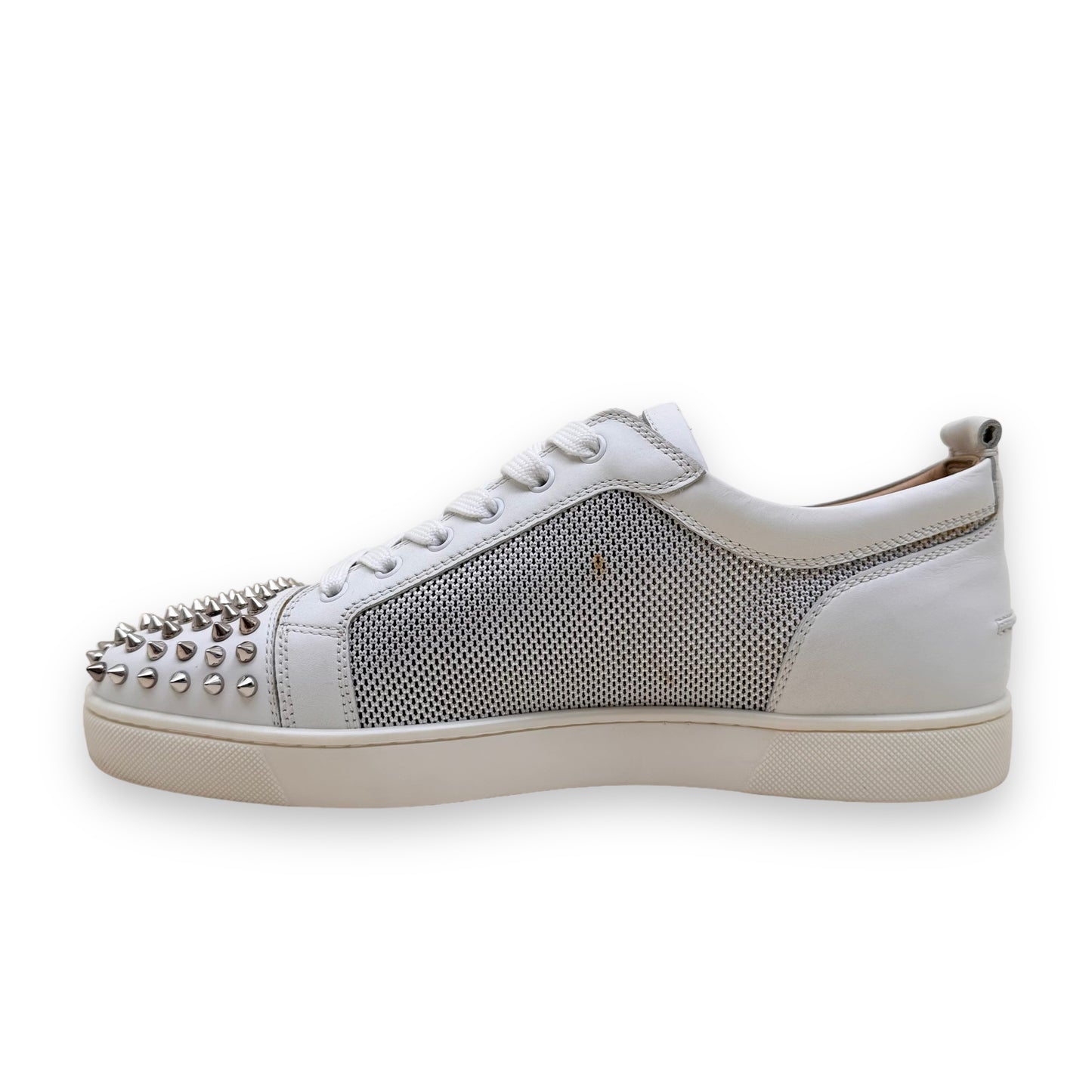 CHRISTIAN LOUBOUTIN SEAVASTE MESH SPIKE SNEAKERS WHITE UK11