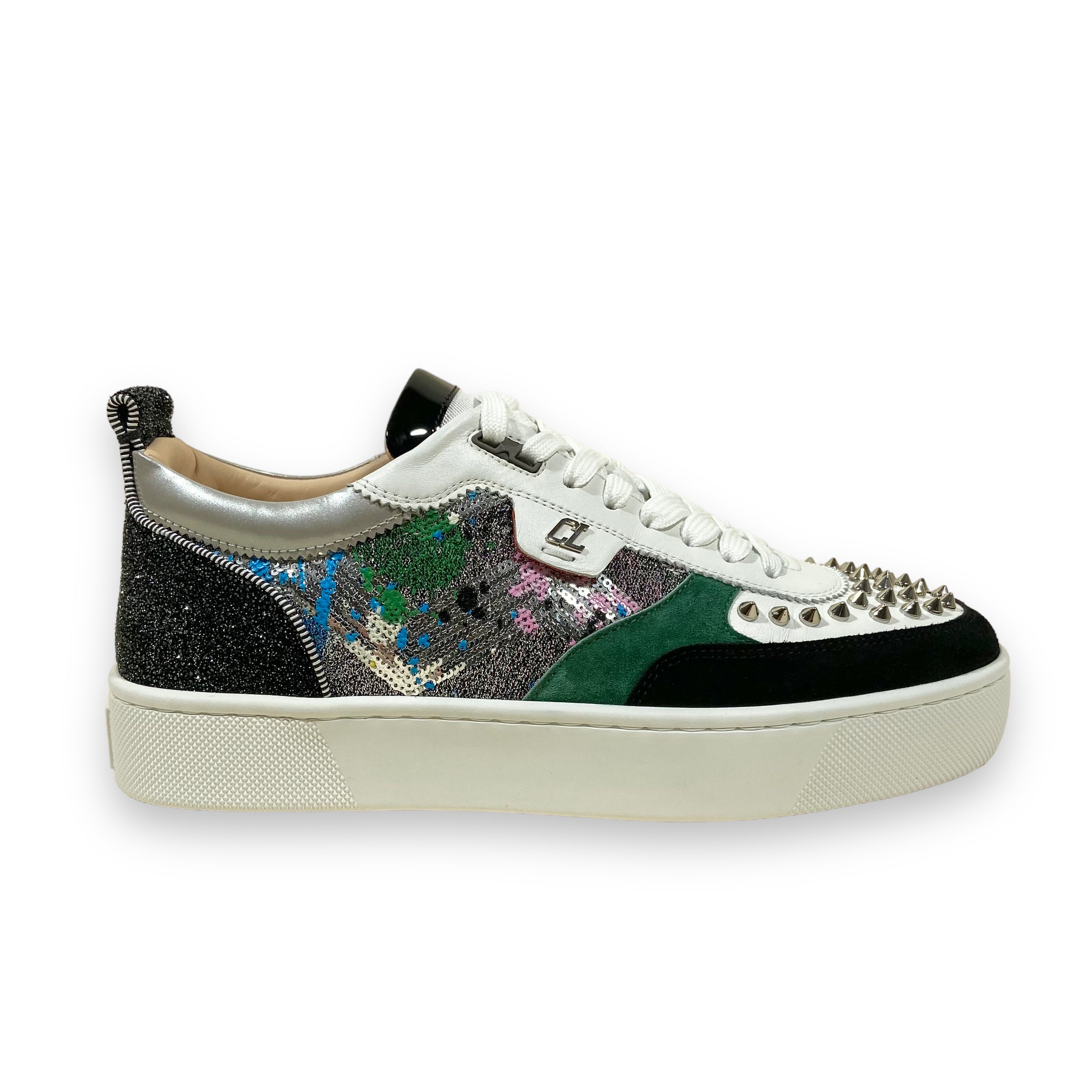 CHRISTIAN LOUBOUTIN HAPPYRUI GLITTER SNEAKERS MULTICOLOURED