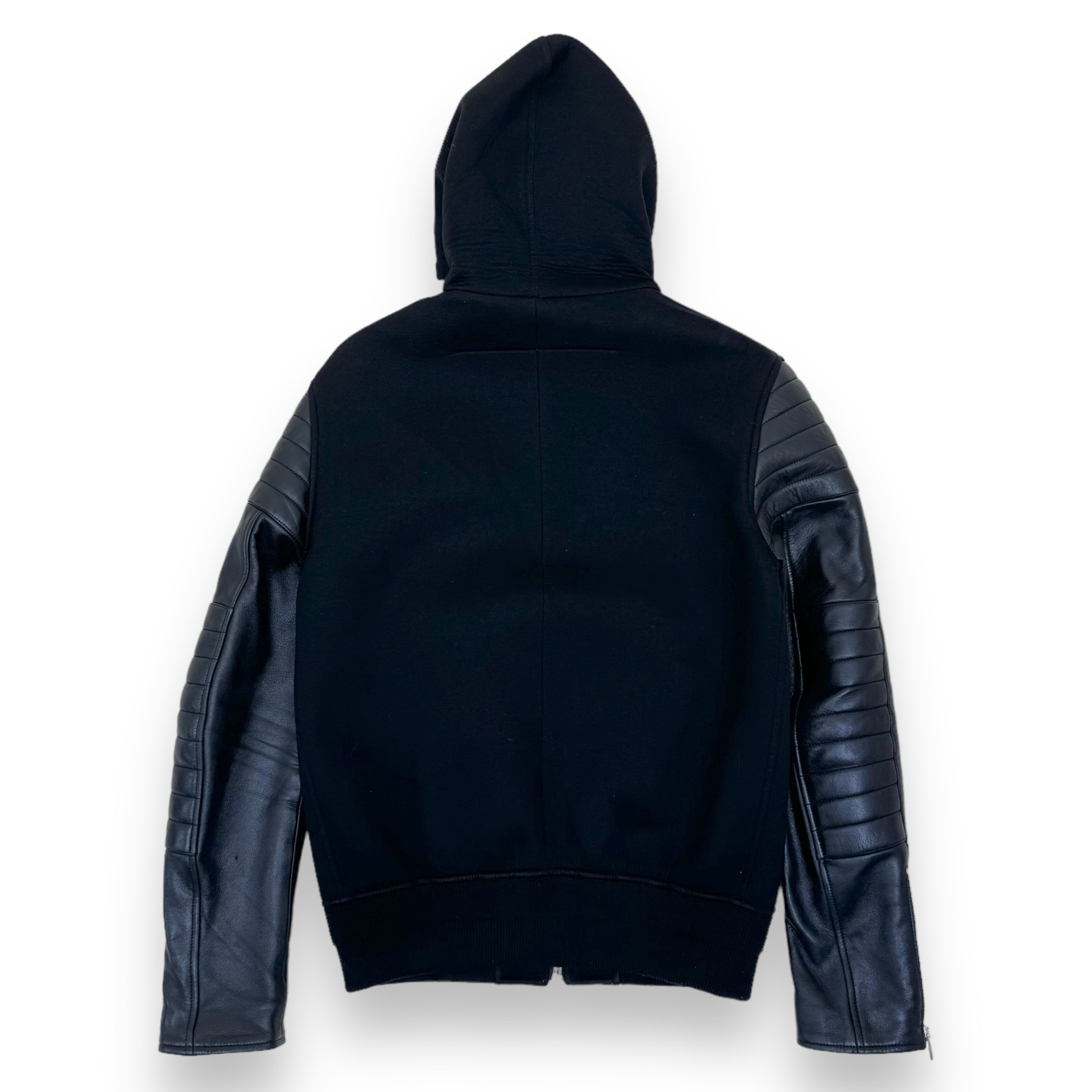 GIVENCHY HOODED NEOPRENE / LEATHER HOODED BOMBER JACKET BLACK S