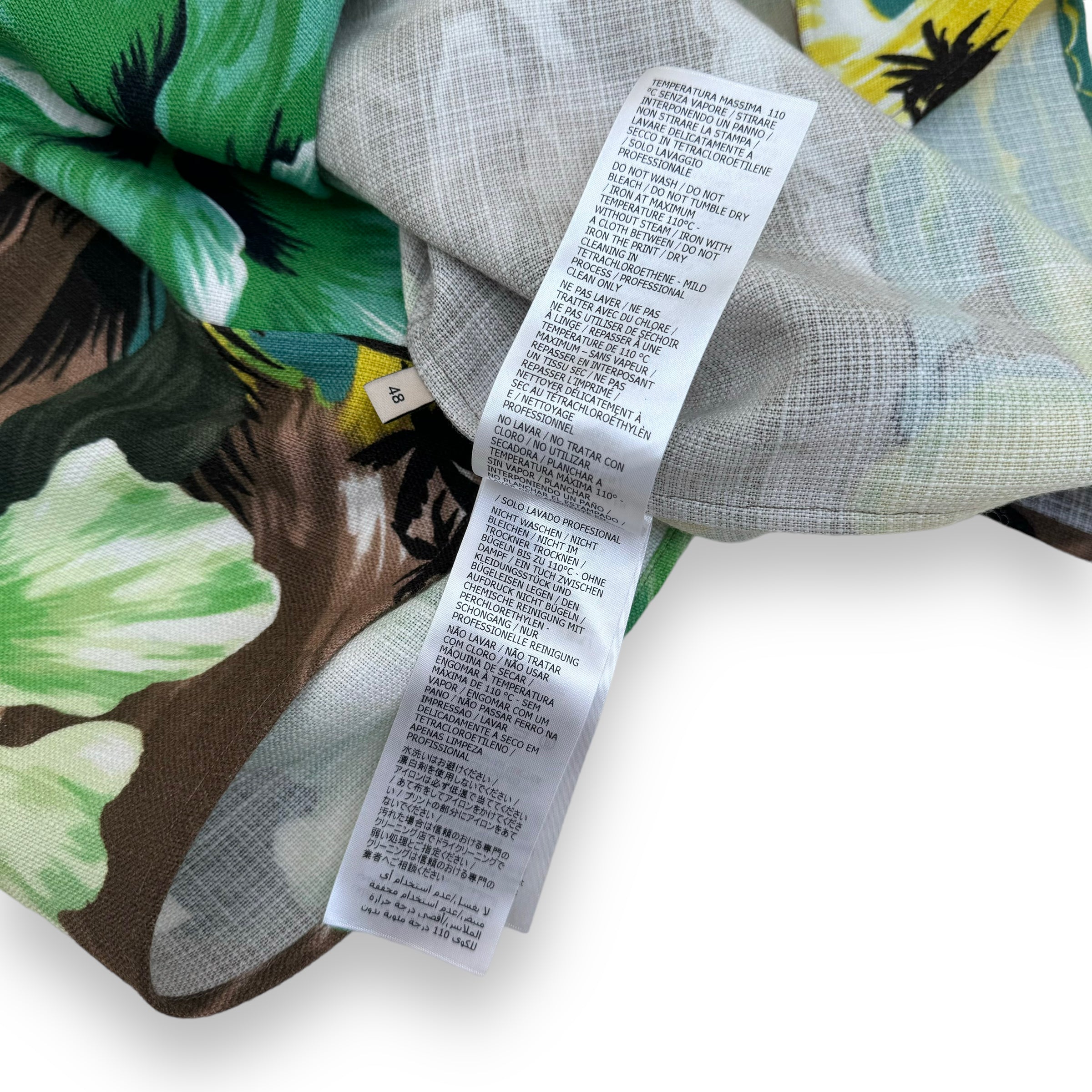 GUCCI LOVE PARADISE VISCOSE PALM TREE SHIRT GREEN M