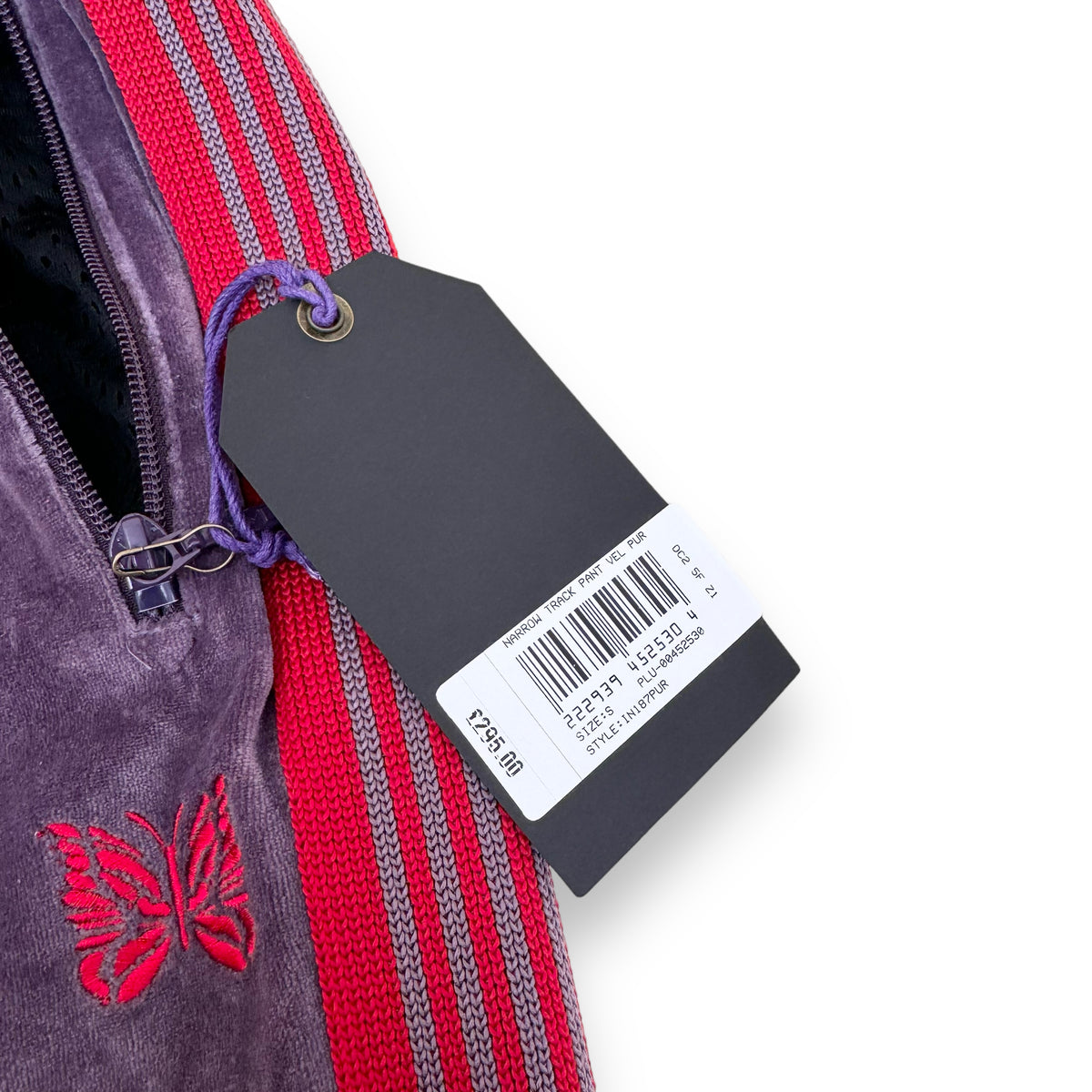 NEEDLES NARROW VELOUR TRACK PANTS PUPLE S