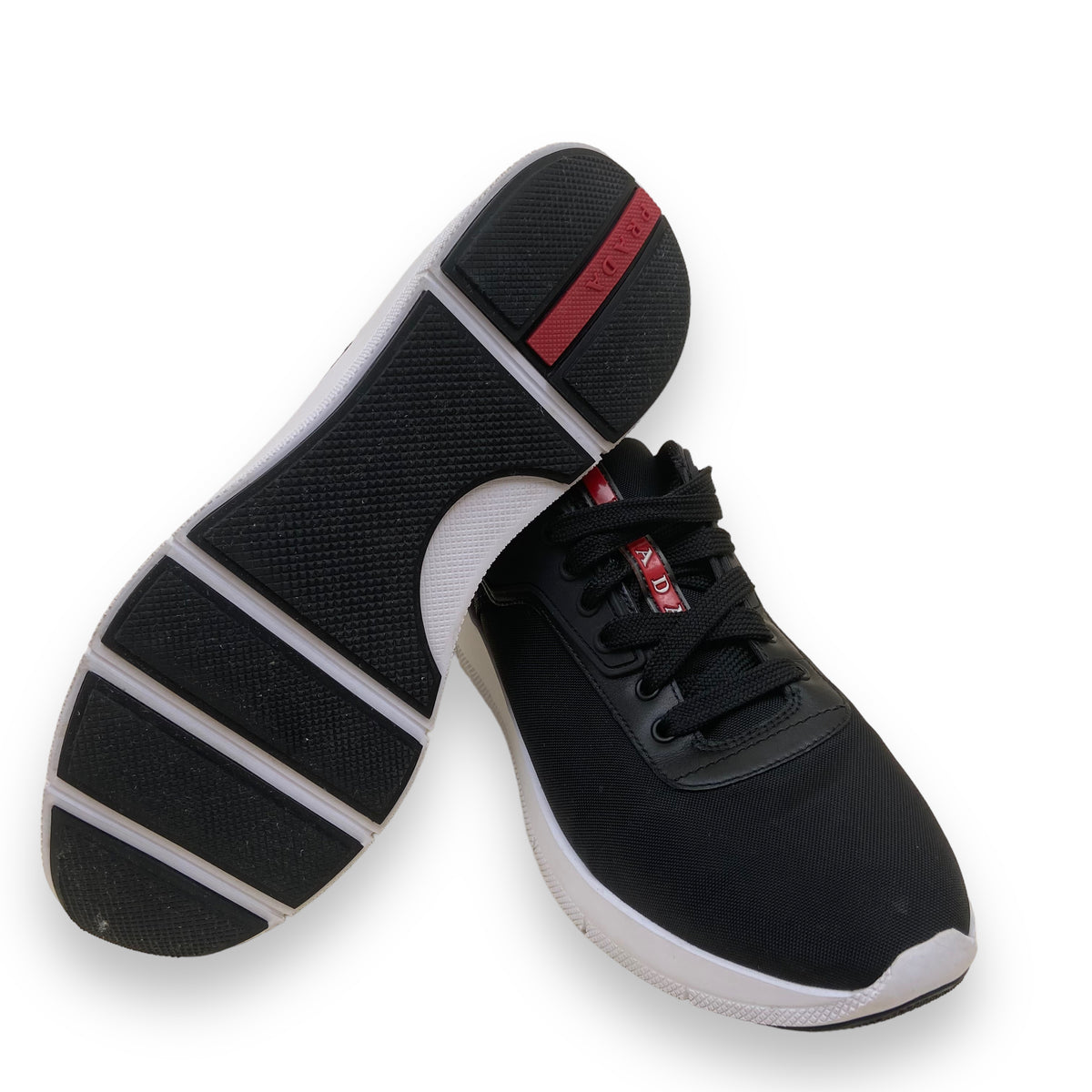 PRADA NYLON TECHNICAL FABRIC SNEAKERS BLACK UK6