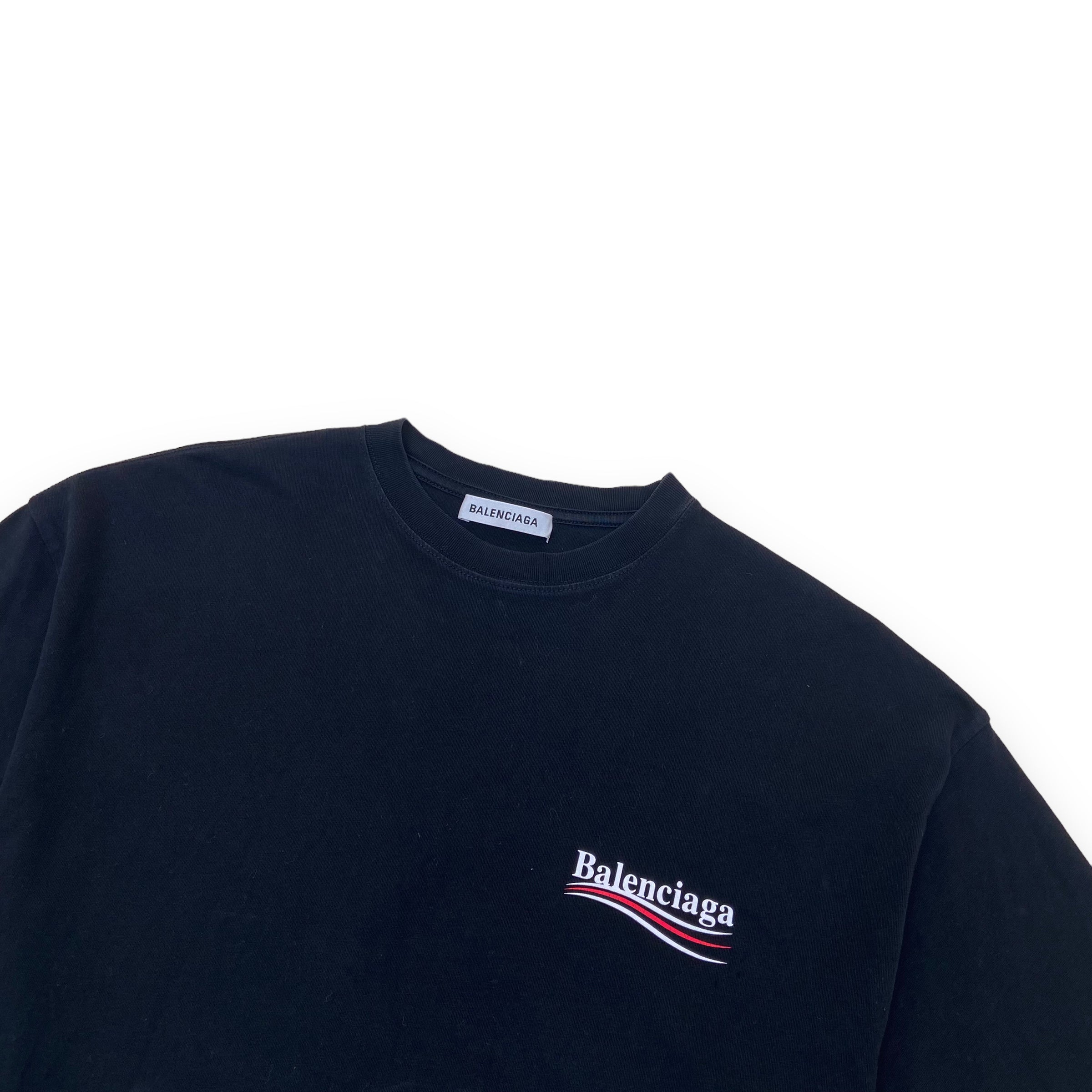 BALENCIAGA POLITICAL LOGO T-SHIRT BLACK M