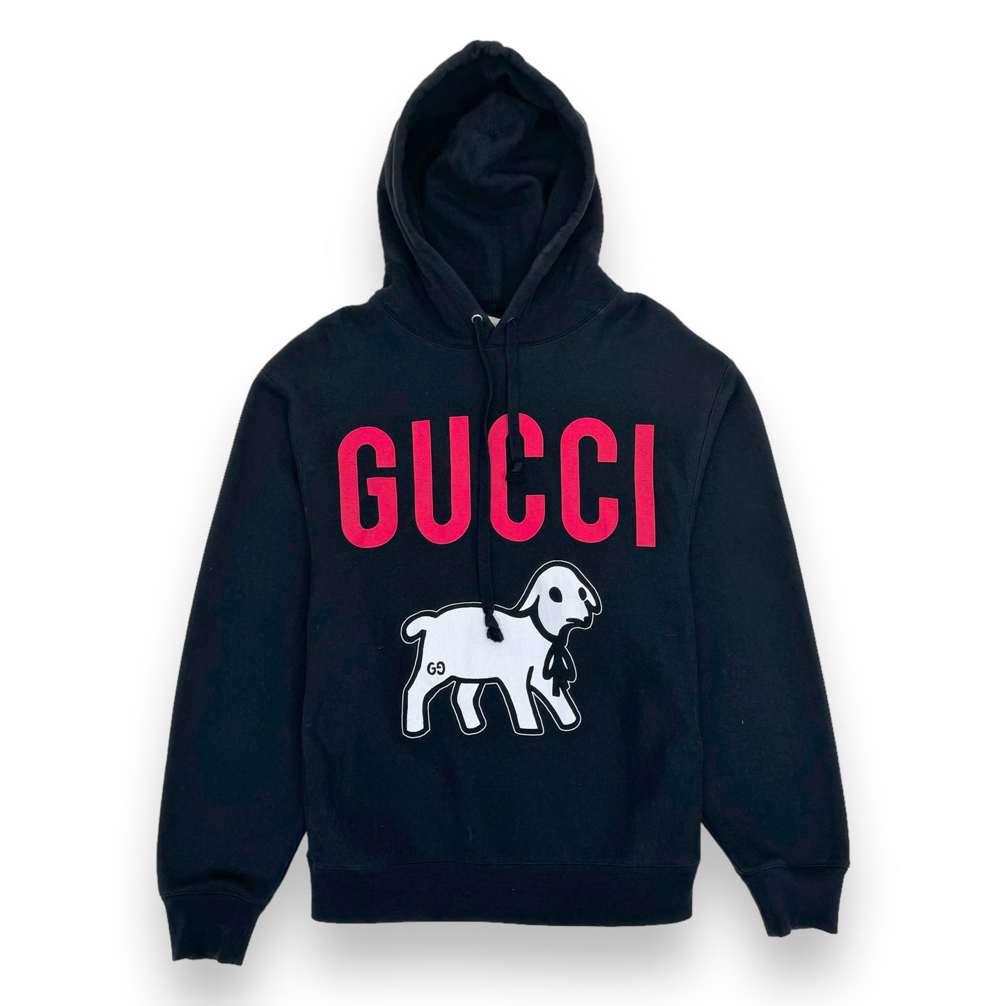 GUCCI LAMB-PRINT COTTON HOODED SWEATSHIRT BLACK L