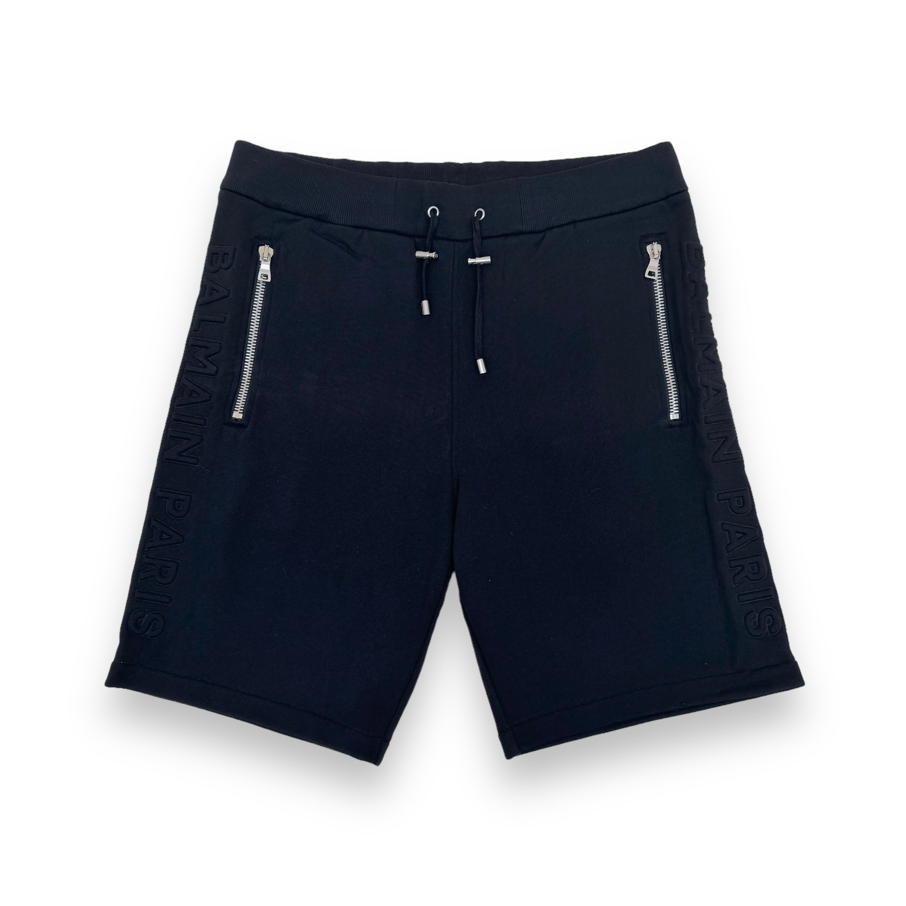 BALMAIN EMBOSSED LOGO SWEAT SHORTS BLACK XL