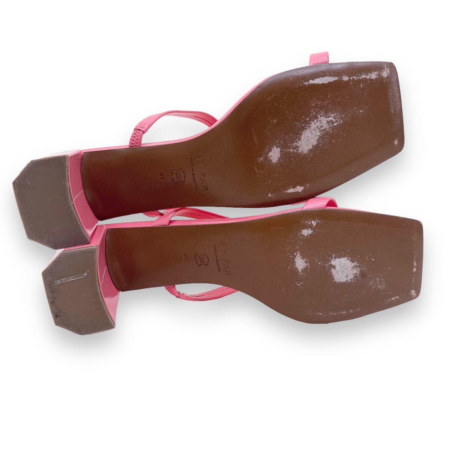 BY FAR TANYA 70MM LEATHER MULES PINK UK8