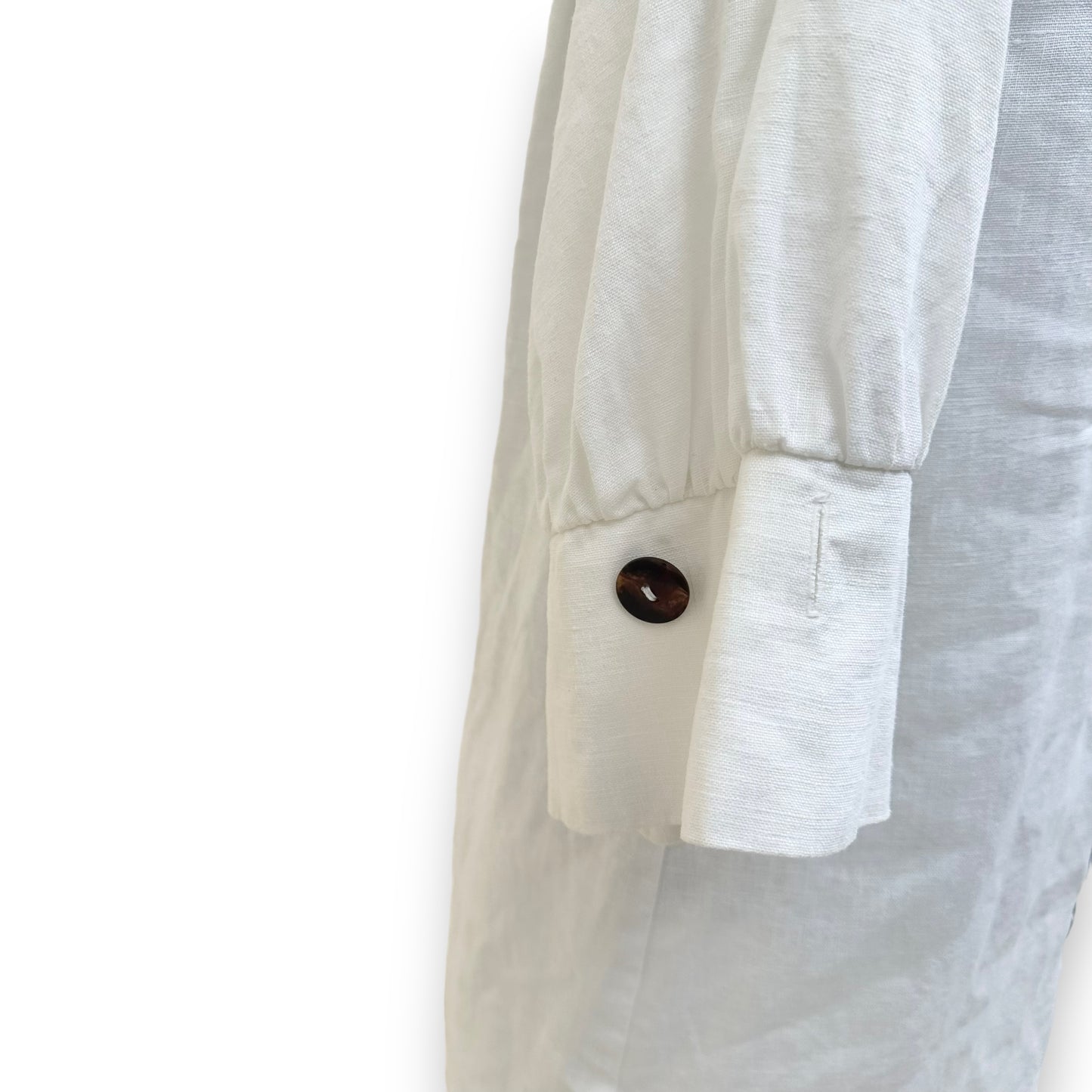 PFEIFFER LINEN BUTTON TWIST DRESS WHITE XS