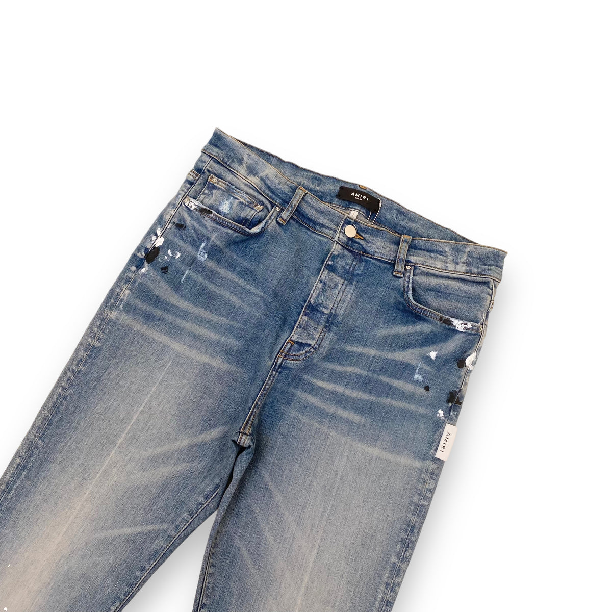 AMIRI PAINT SPLATTER FLARED JEANS BLUE 34W