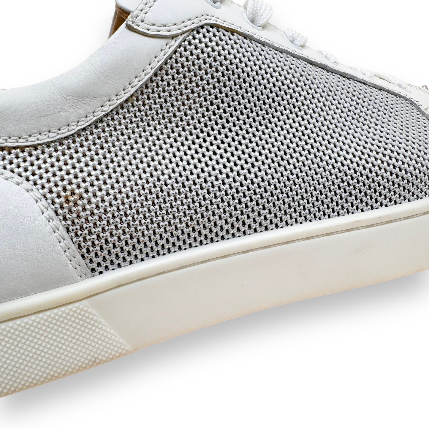 CHRISTIAN LOUBOUTIN SEAVASTE MESH SPIKE SNEAKERS WHITE UK11