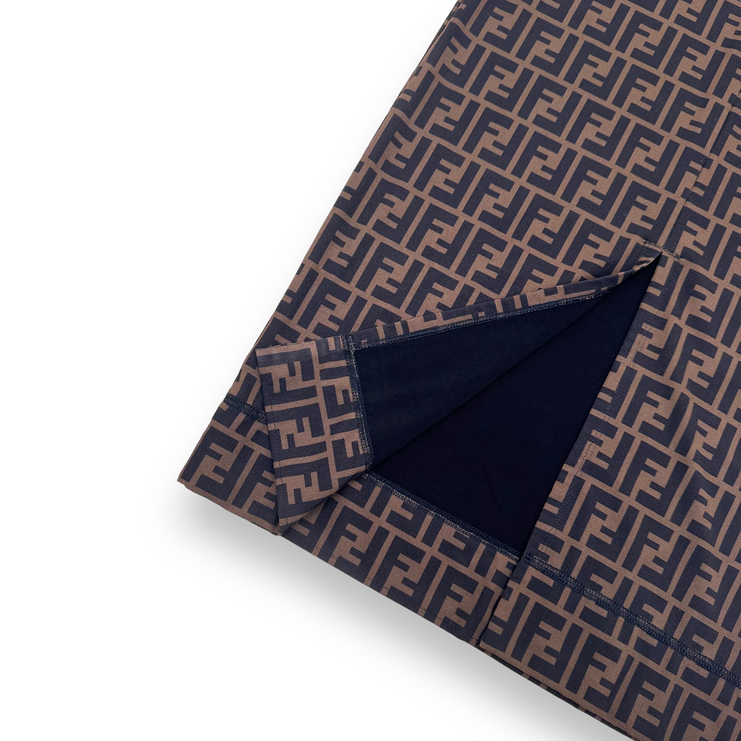 FENDI FF PRINTED LOGO COCKTAIL DRESS UK6