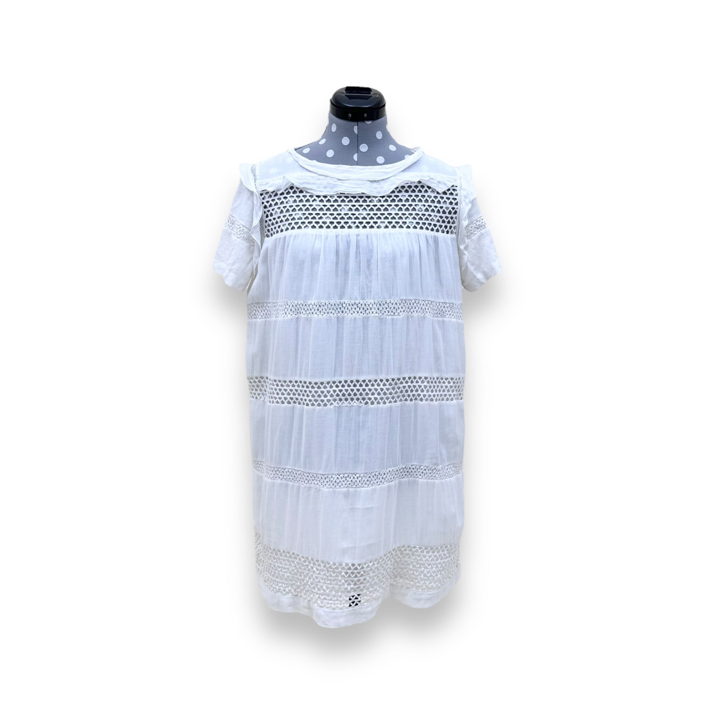 ISABEL MARANT CALEEN VOILE EMBROIDERED DRESS WHITE M
