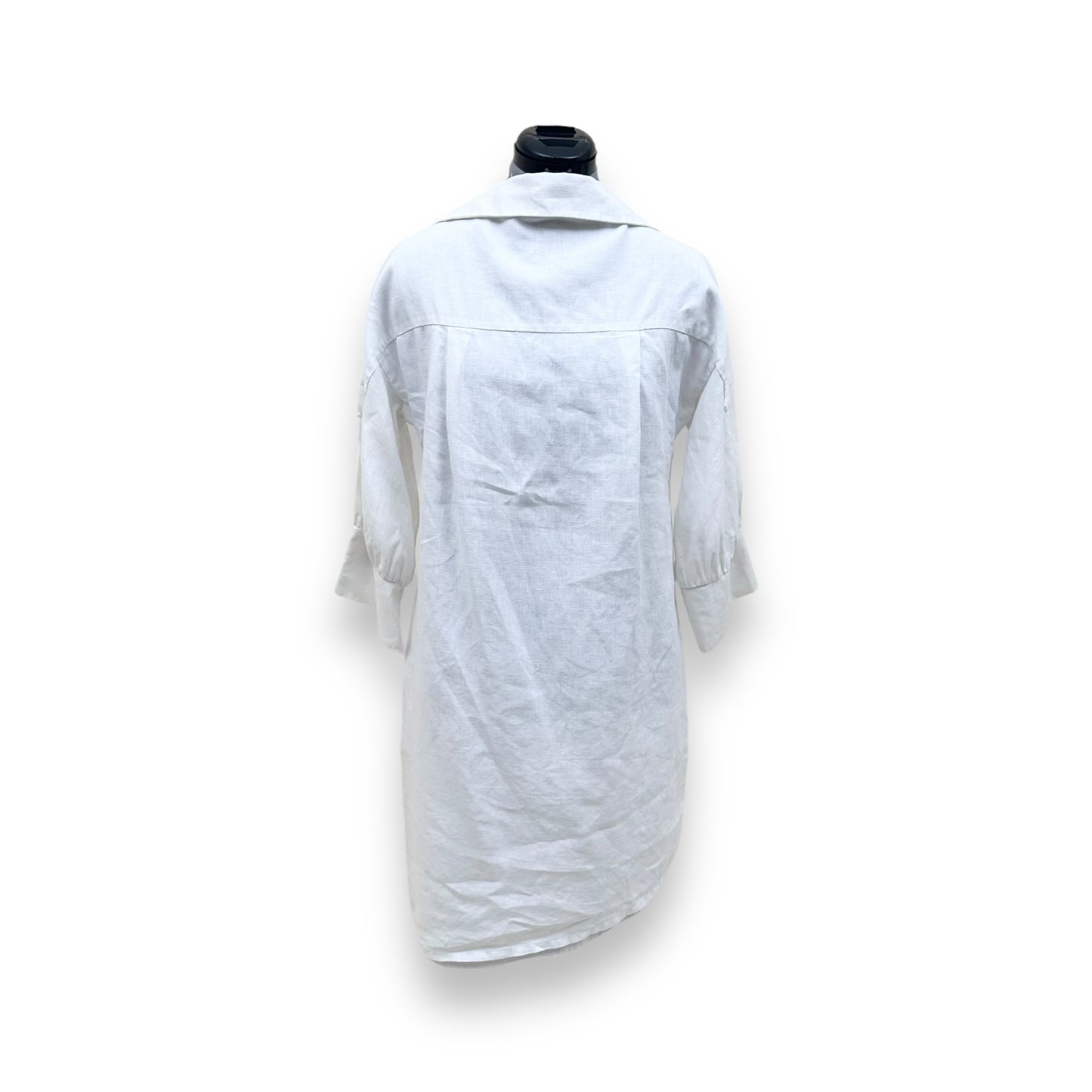 PFEIFFER LINEN BUTTON TWIST DRESS WHITE XS