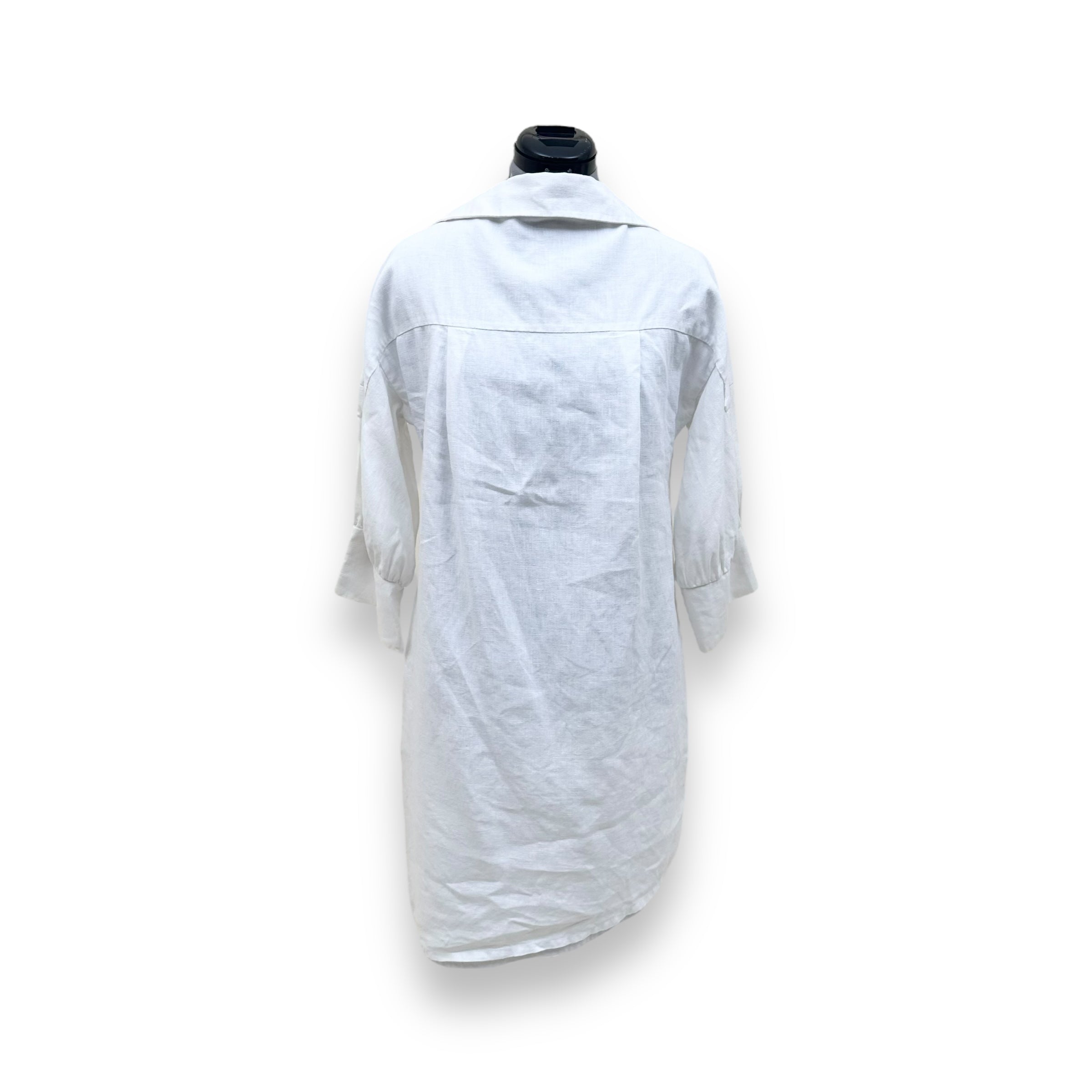 PFEIFFER LINEN BUTTON TWIST DRESS WHITE XS