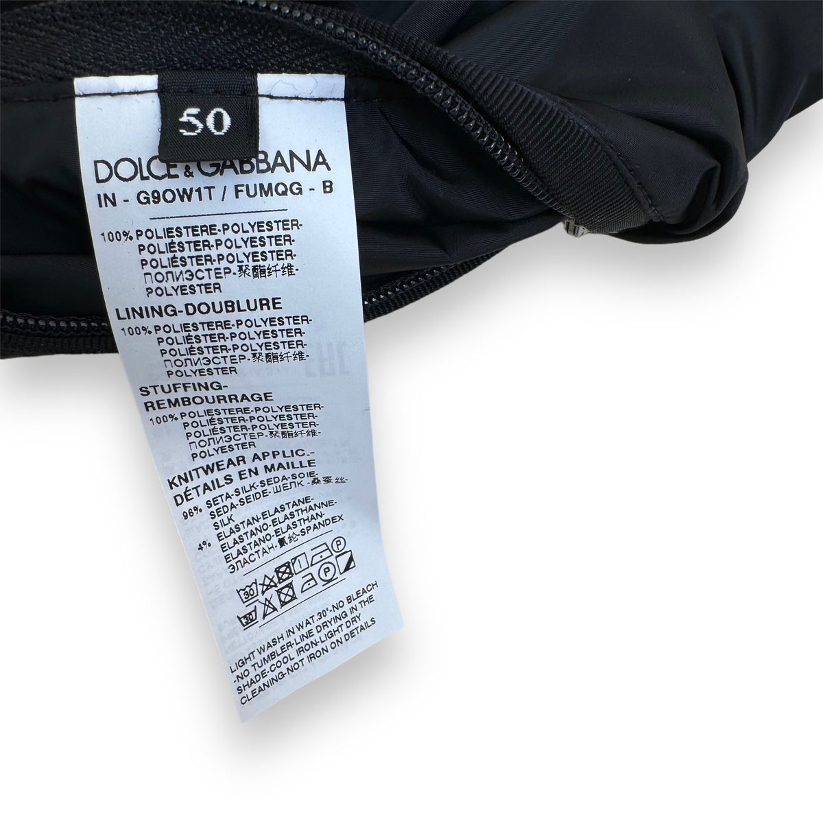 DOLCE & GABBANA PLAQUE NYLON BOMBER JACKET BLACK L