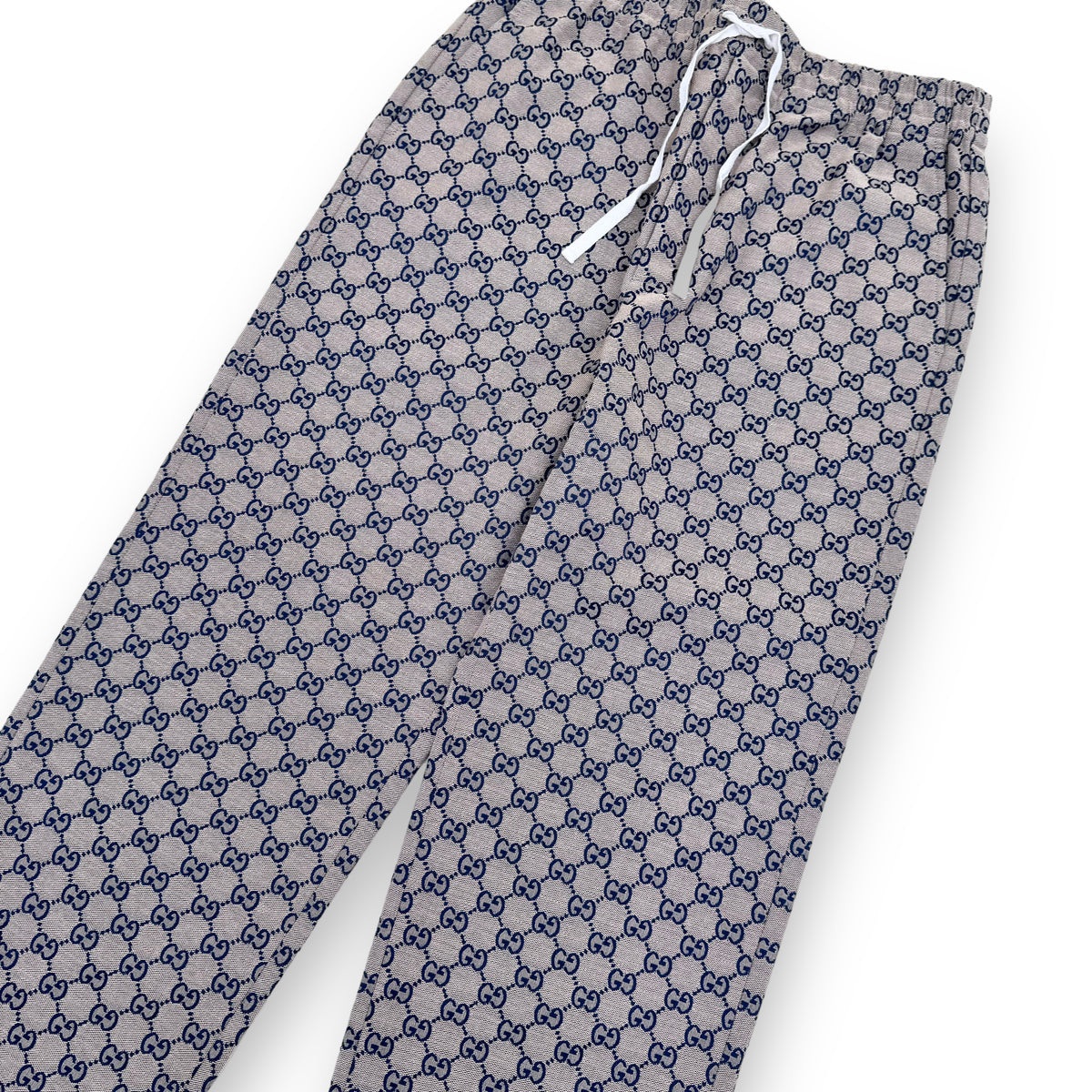 GUCCI GG CANVAS WITH LEATHER INTERLOCKING LOGO TROUSERS BEIGE S