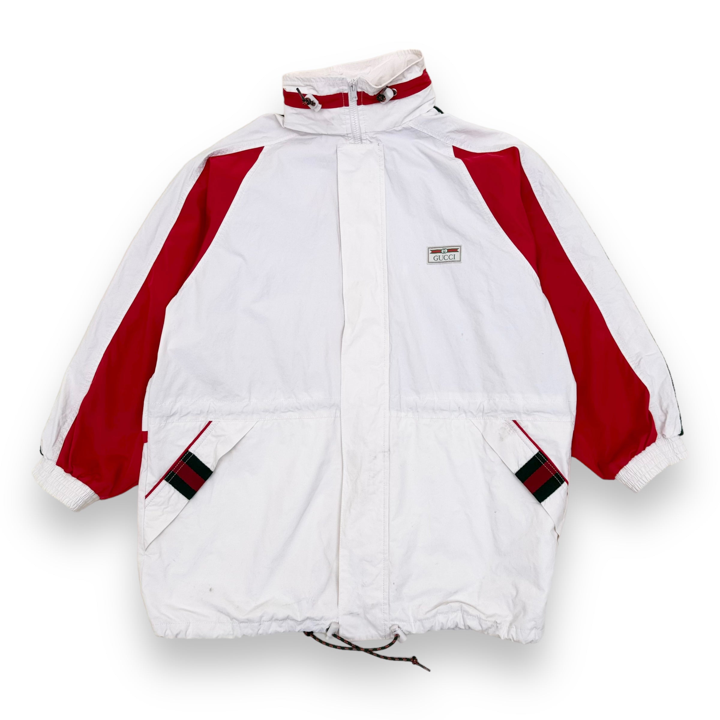 GUCCI COTTON CANVAS WINDBREAKER JACKET WHITE S