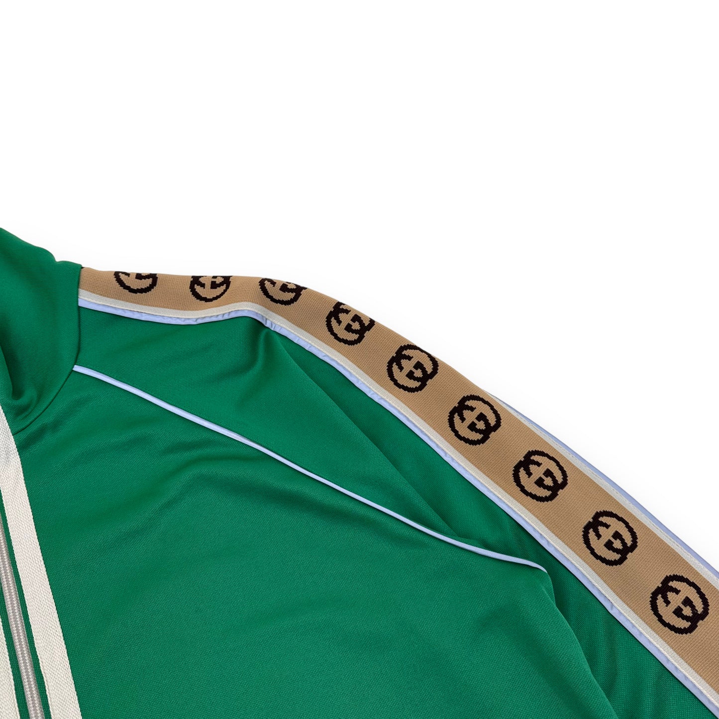 GUCCI GG-JACQUARD SIDE-STRIPE TECHNICAL TRACK JACKET GREEN L